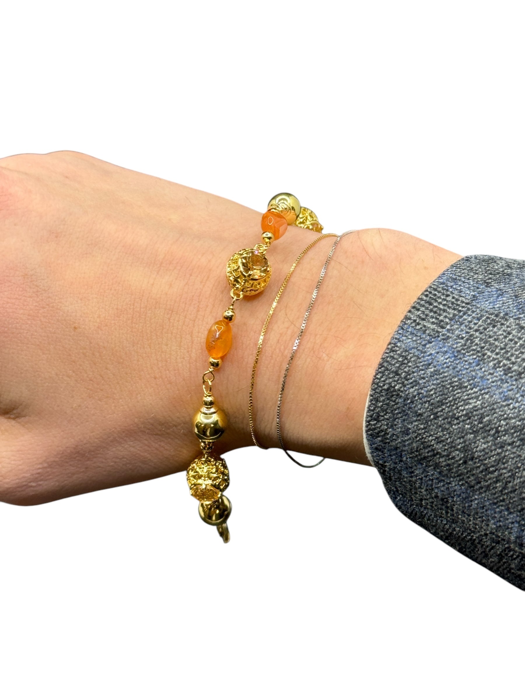 Armband aus vergoldeter Bronze mit orangefarbenen Steinen - DIAMONDS BR 003