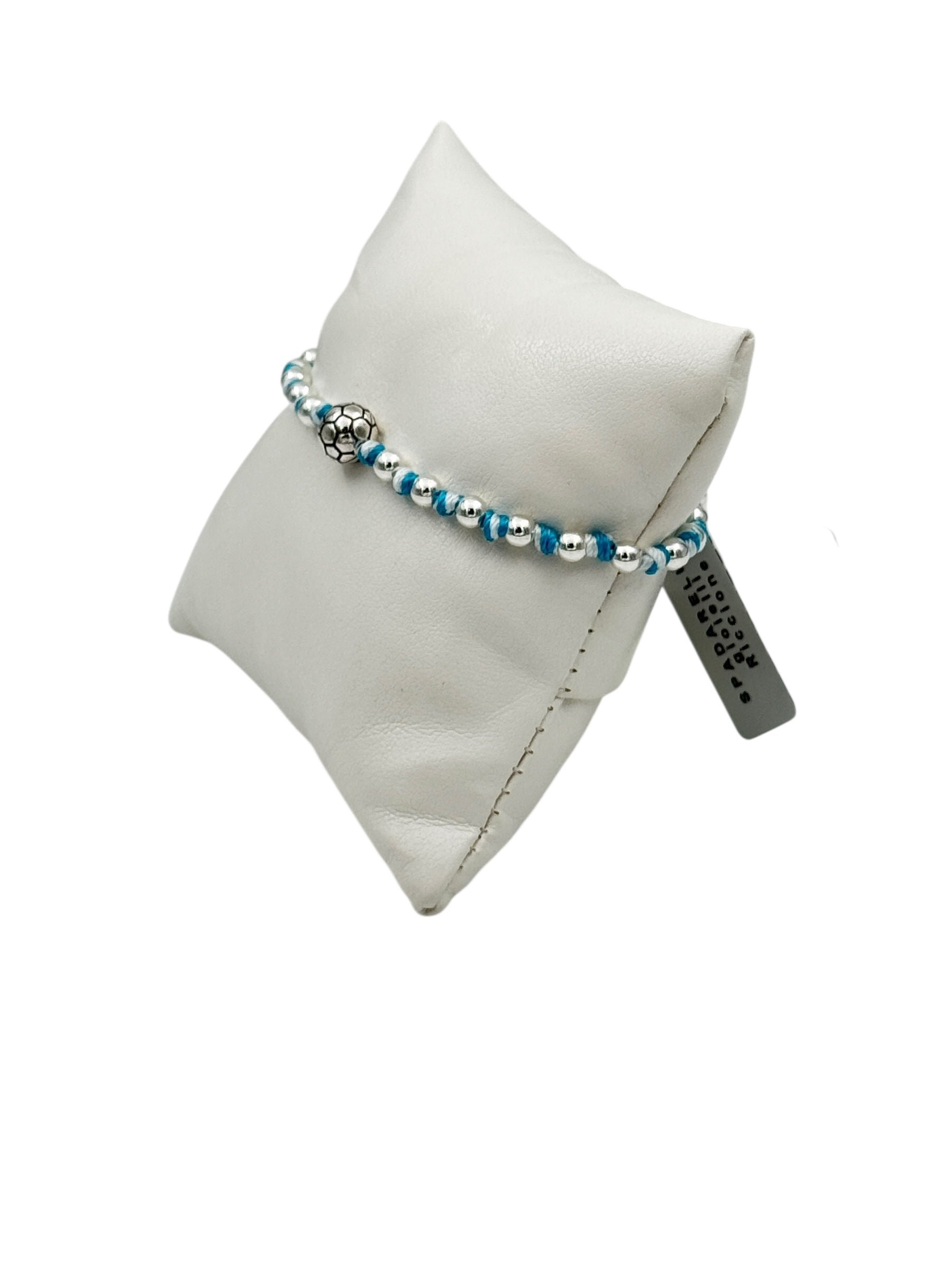 Bracciale Spadarella in argento con palla da calcio, COLORE AZZURRO TIFFANY - SPBR600