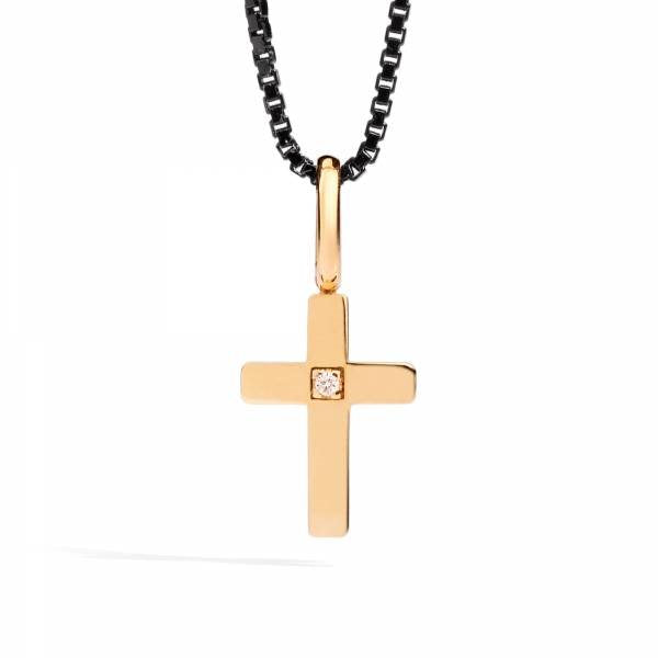 PENDENTE RECARLO UOMO IN ORO ROSA E DIAMANTI, 0.01ct - P16CR089/R-52