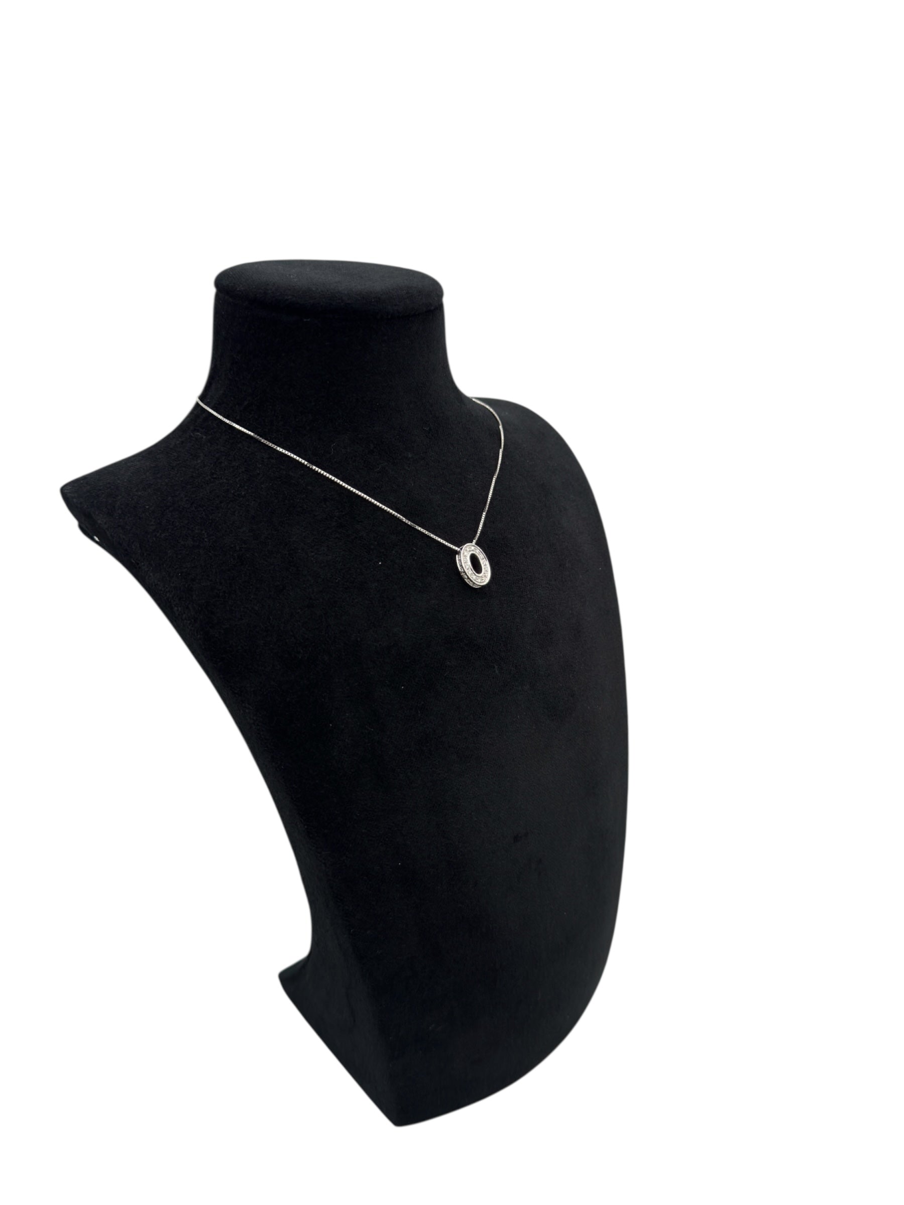 Girocollo Damiani in oro bianco 18kt e diamanti con pendente ovale - DDB32858