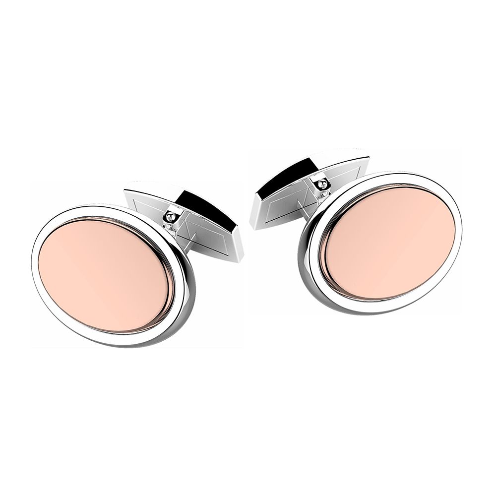Ovale Zancan-Manschettenknöpfe aus Silber und Roségold – Eternity – EXG071R