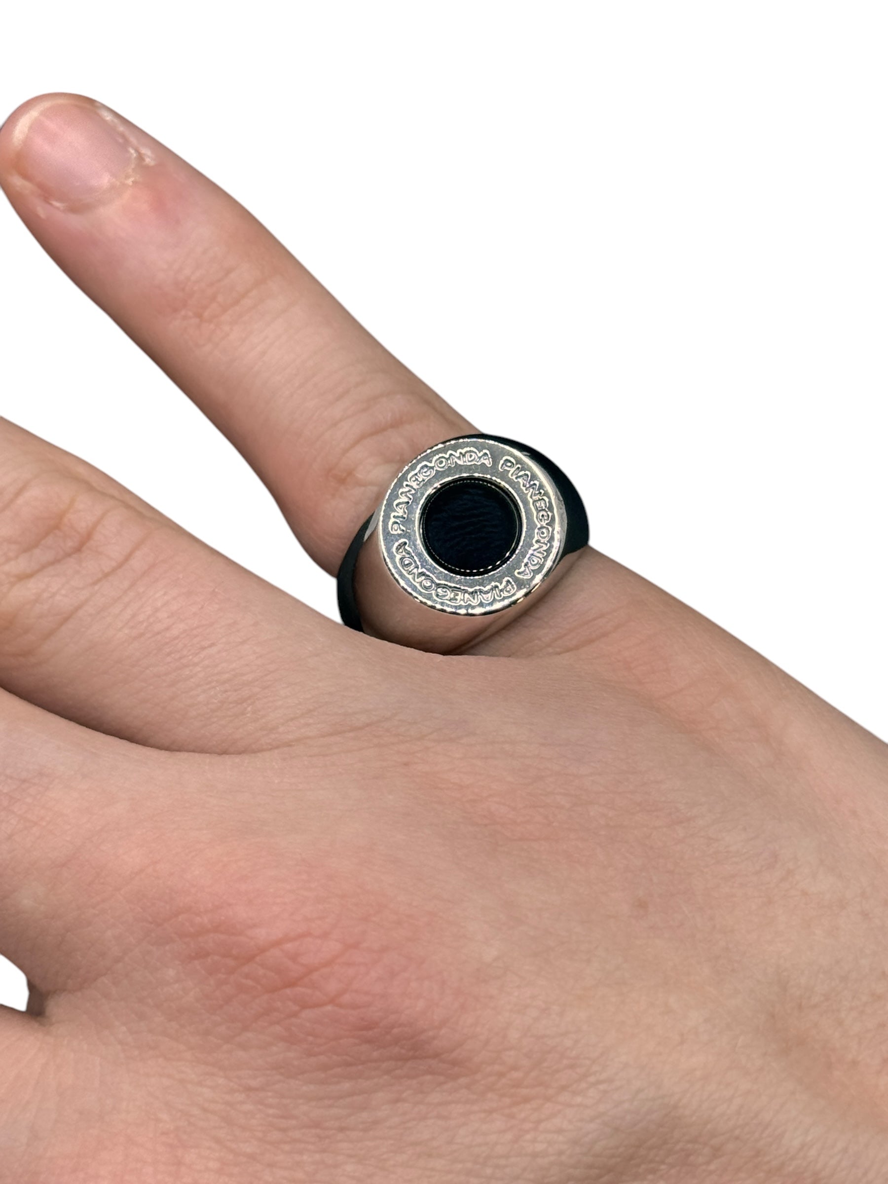 Pianegonda Unisex-Silberring mit schwarzem Onyx – AA010563