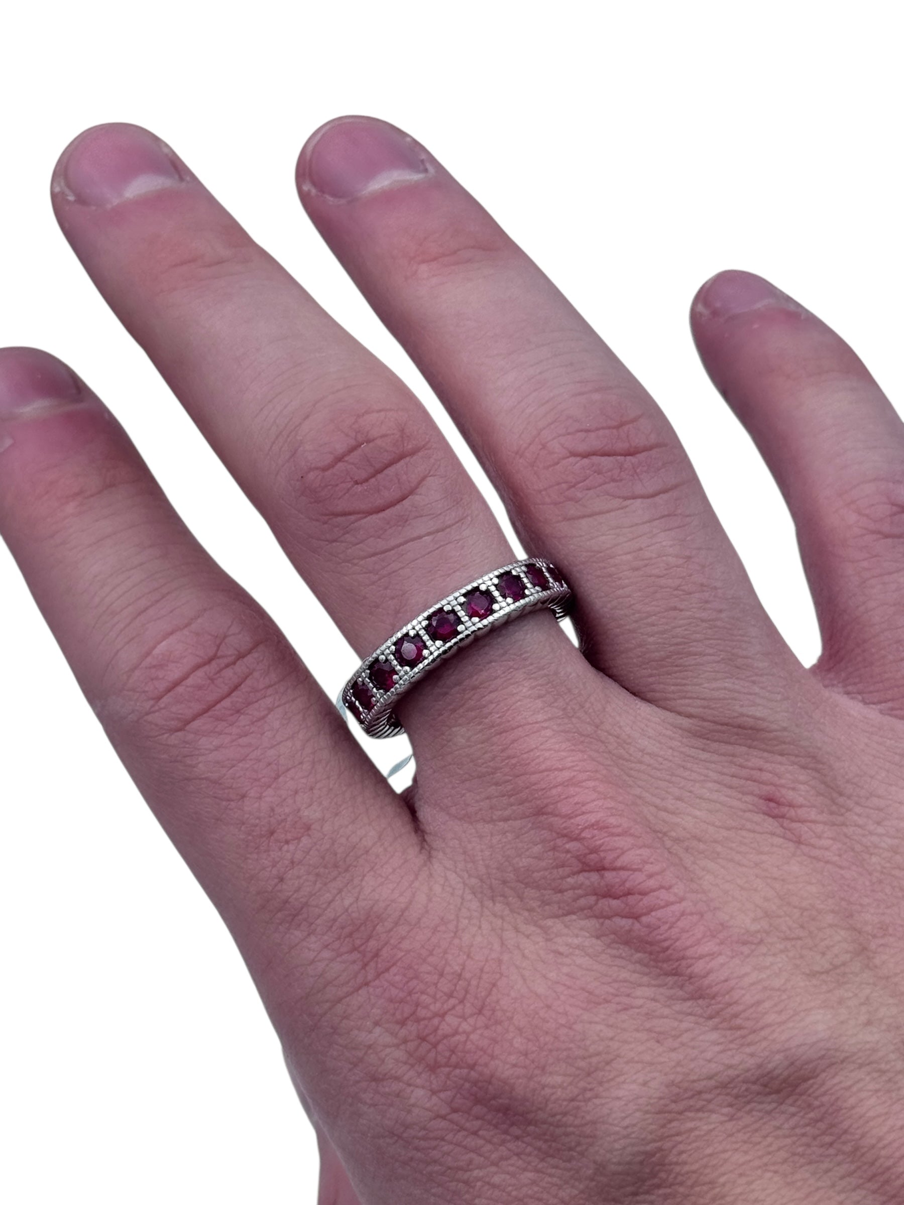 Anello Spadarella in argento, uomo, FEDE CON ZIRCONI ROSSI - AN729-rosso