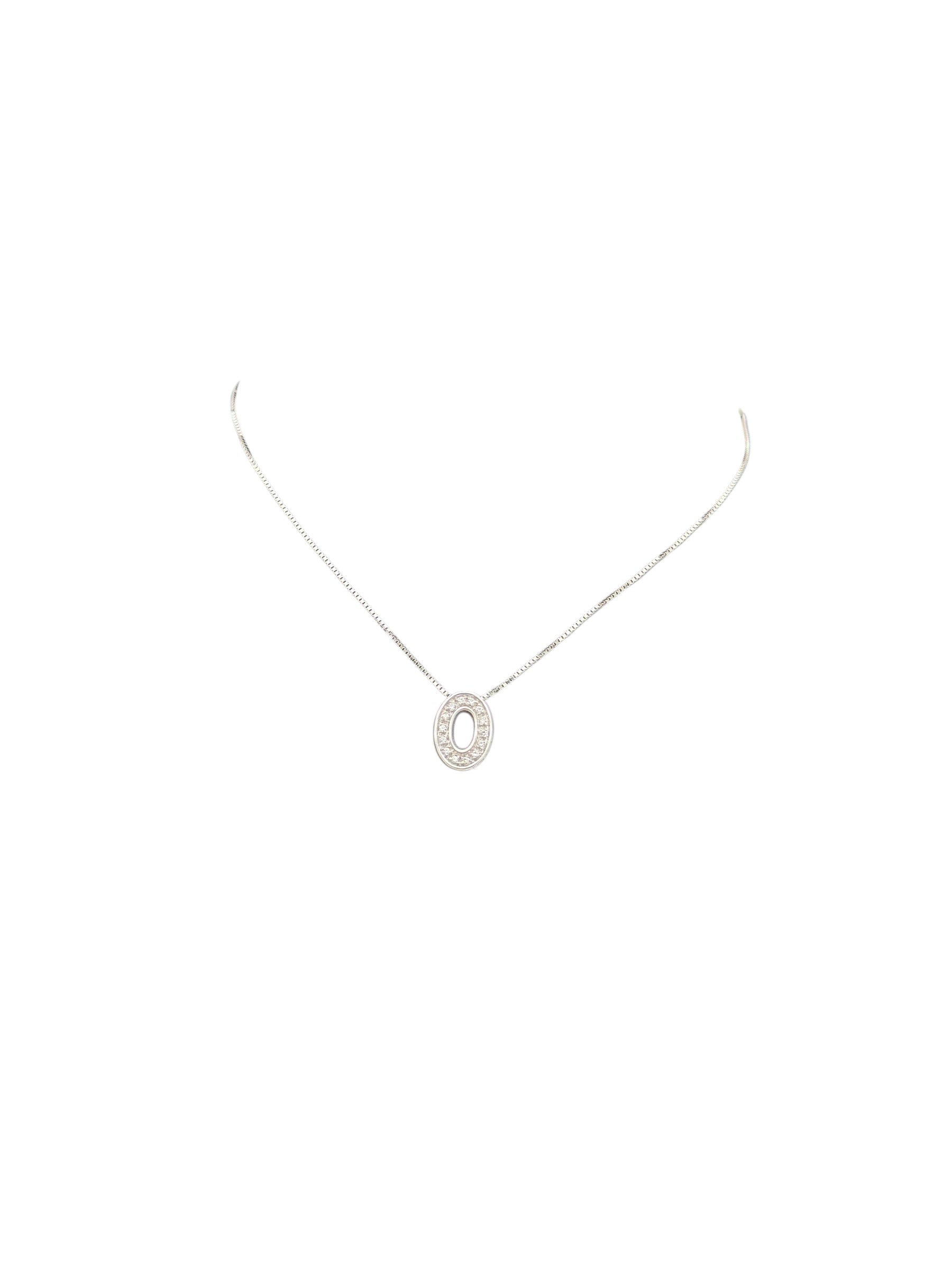 Girocollo Damiani in oro bianco 18kt e diamanti con pendente ovale - DDB32858