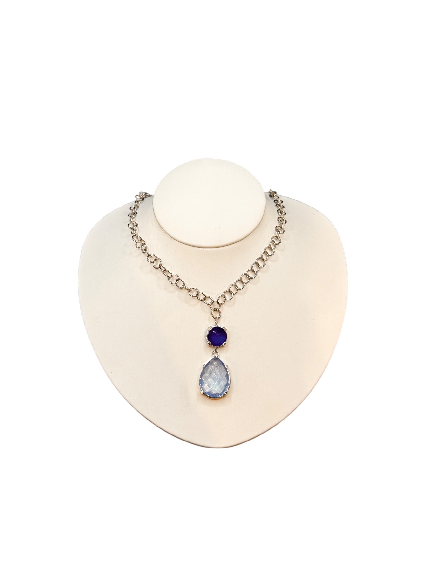LABRIOLA SILBERKETTE MIT BLAUEM SPINELL UND BLAUEM AQUAMARIN-STEIN - AG1067/B