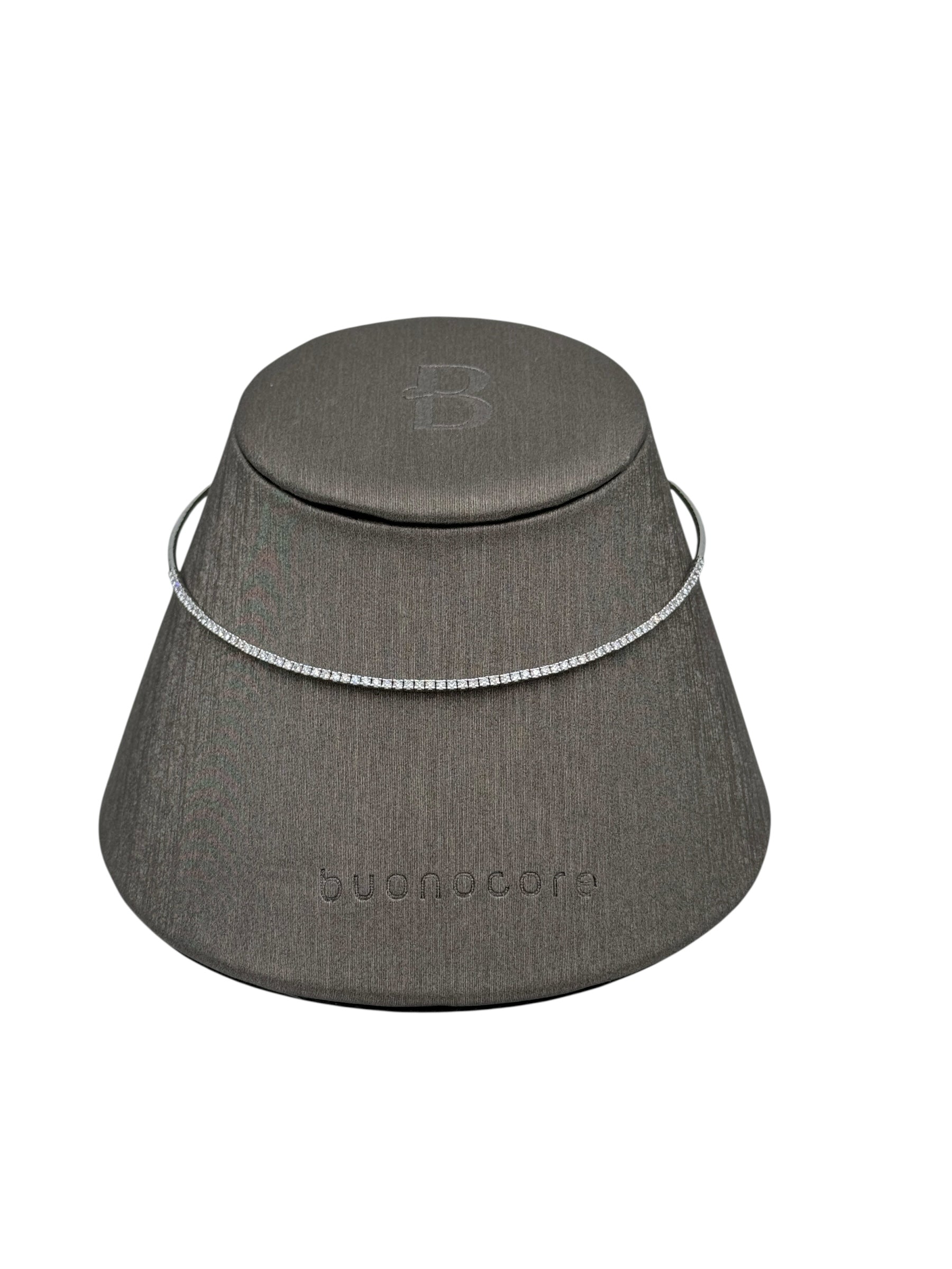 Collana Buonocore rigida semitennis, in oro bianco 18kt e diamanti - 88C01DW