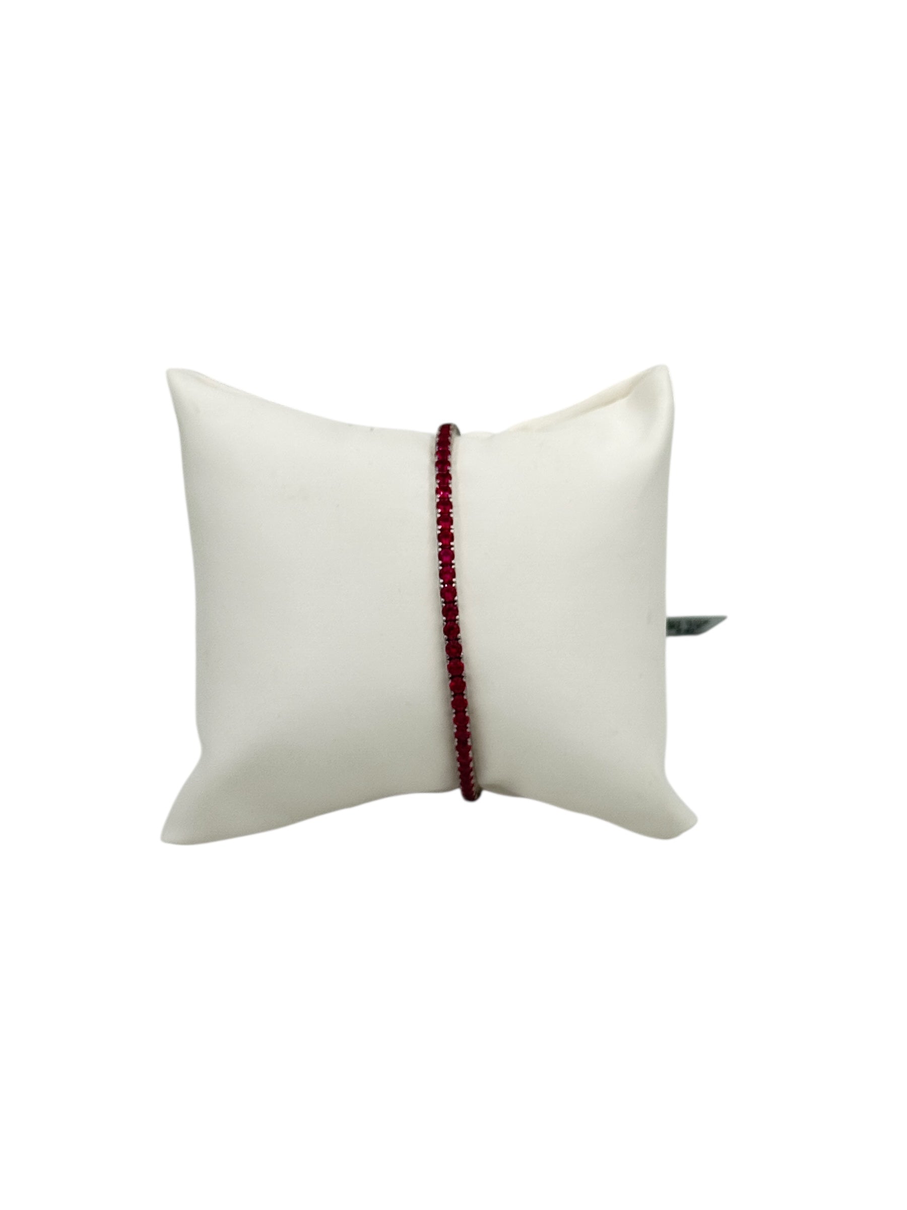 Bracciale tennis Spadarella in argento con zirconi rossi, 3mm, unisex - TEN3-rosso