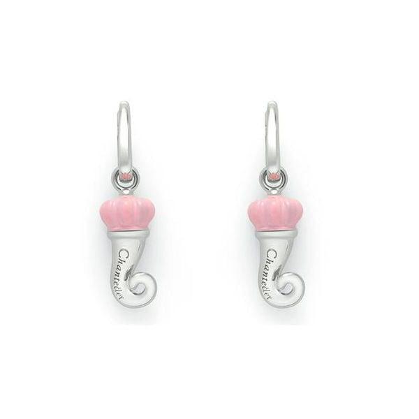 Hornohrringe aus Silber und rosa Emaille - 36415