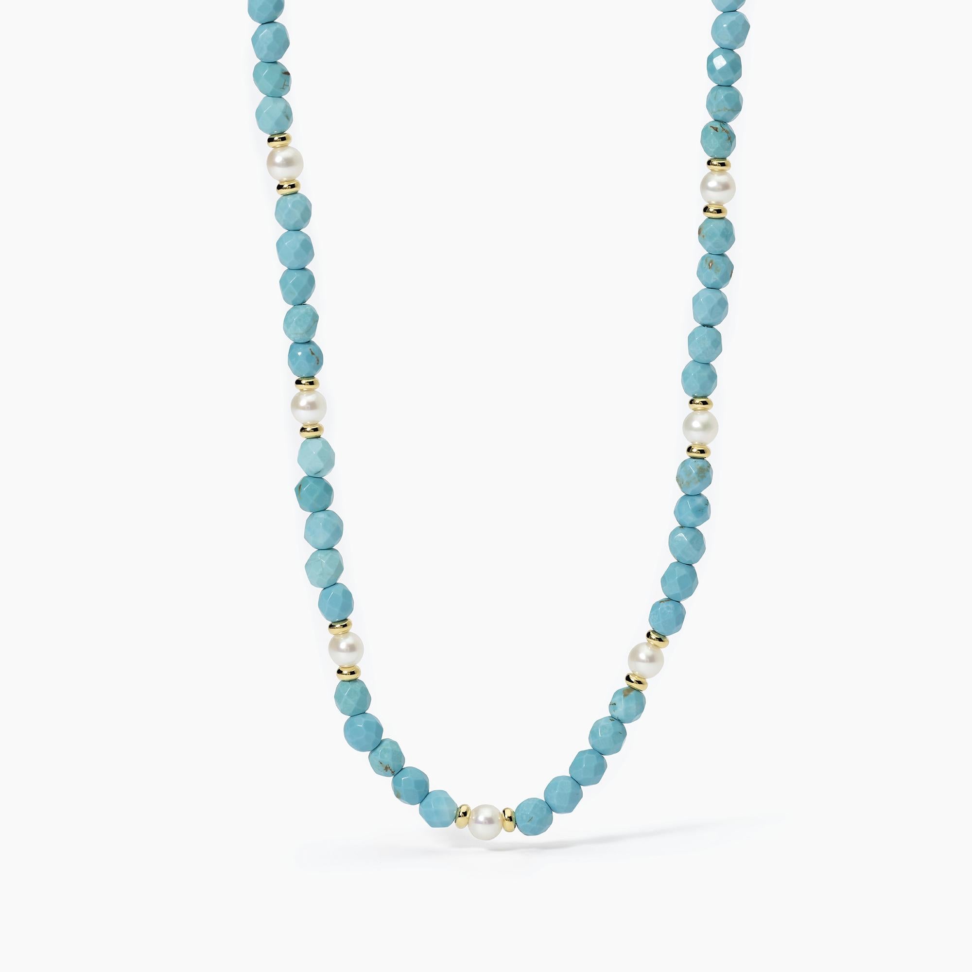 Mabina Donna - Türkis- und Perlenhalsband BEACH CODE - 553603