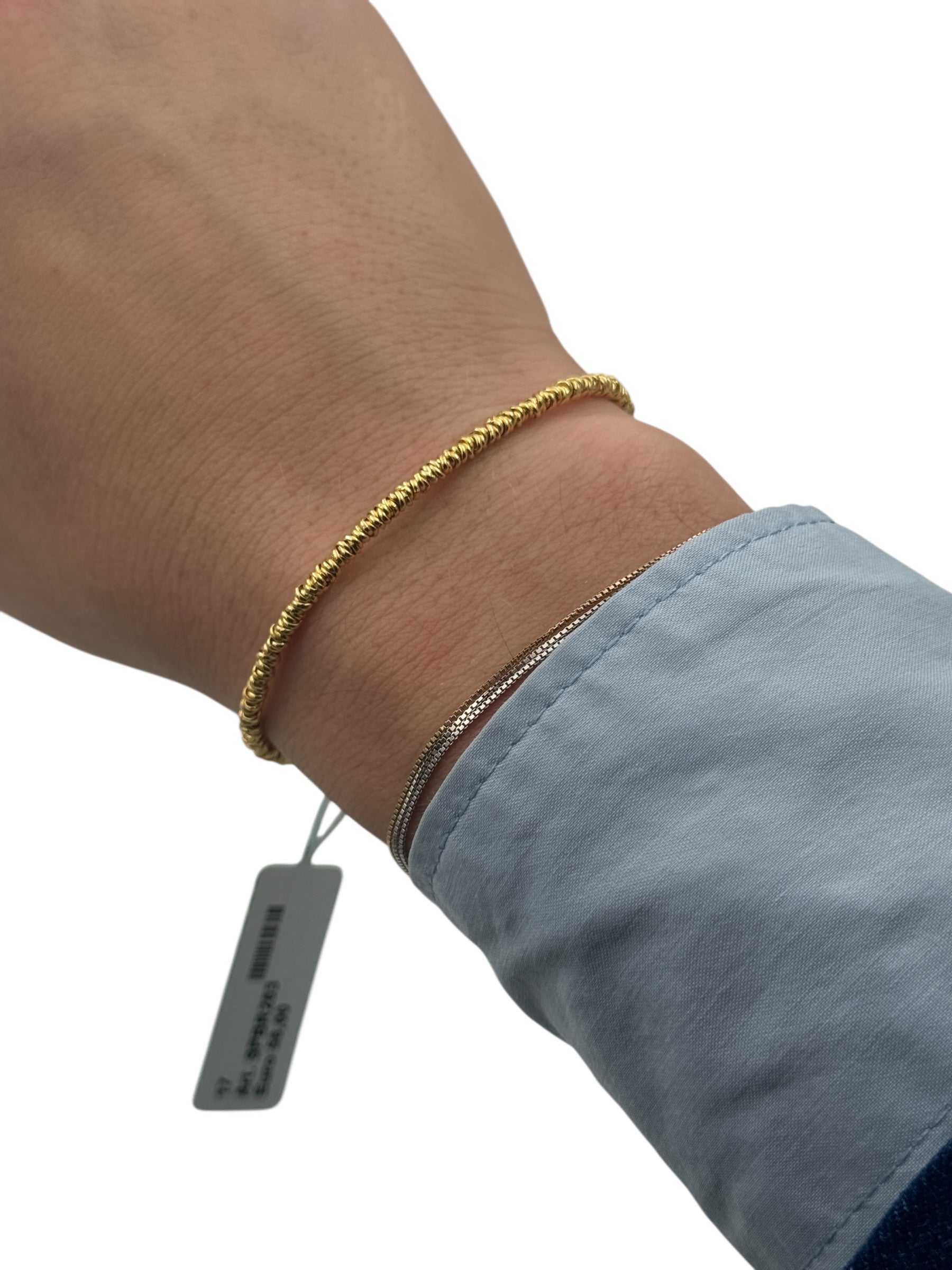 Bracciale Spadarella in argento dorato con anellini, unisex - SPBR263-oro