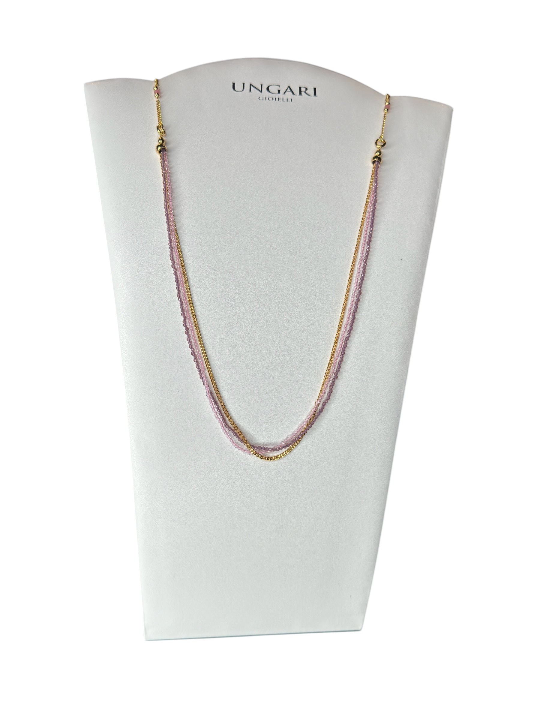 3-reihiges Halsband aus vergoldeter Bronze mit rosa und violetten Amethyststeinen – FIRENZE CL 047