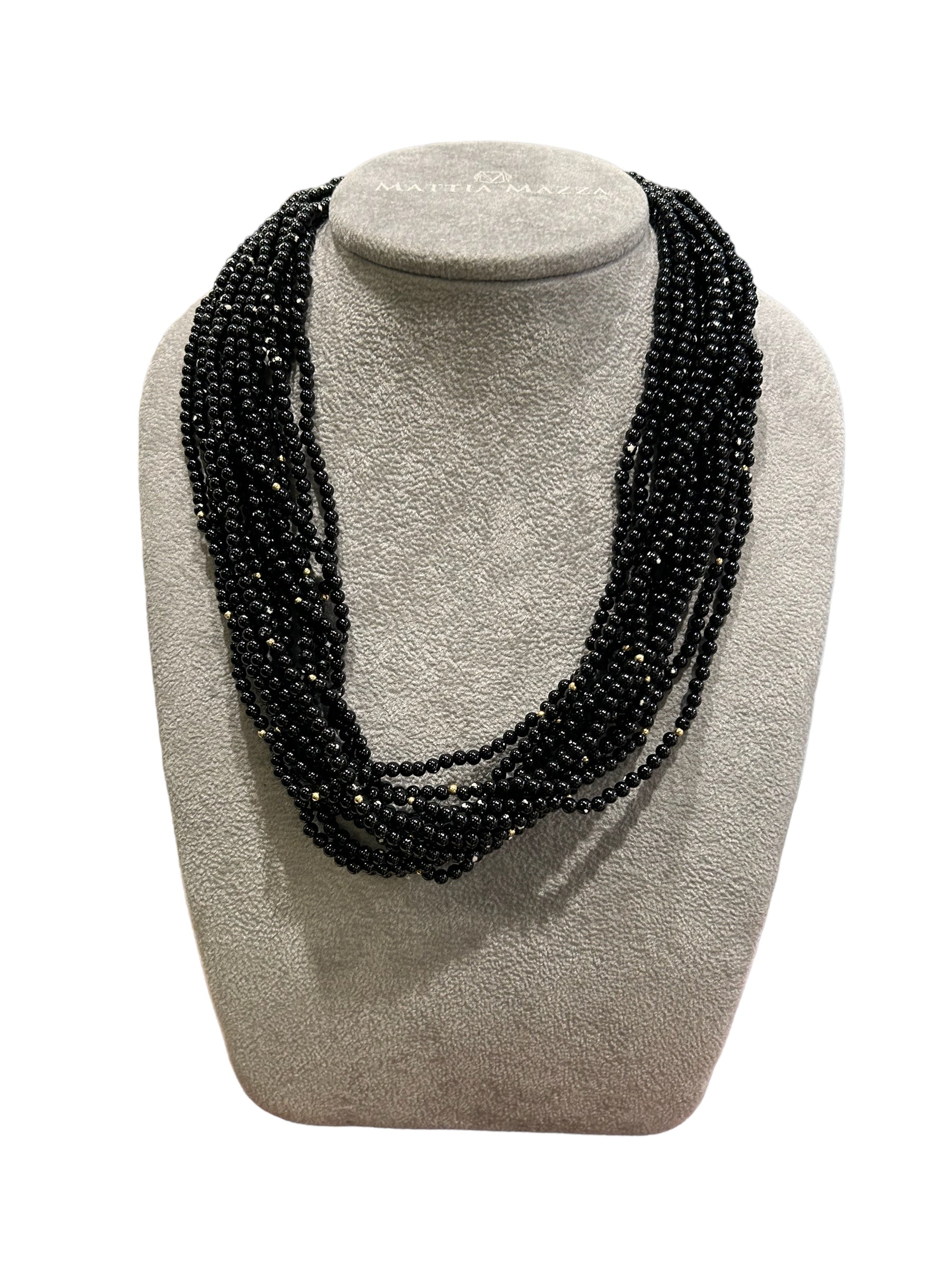 Mazza – Schwarze Onyx-Halskette mit vergoldetem Silberverschluss – COL ONICE 3
