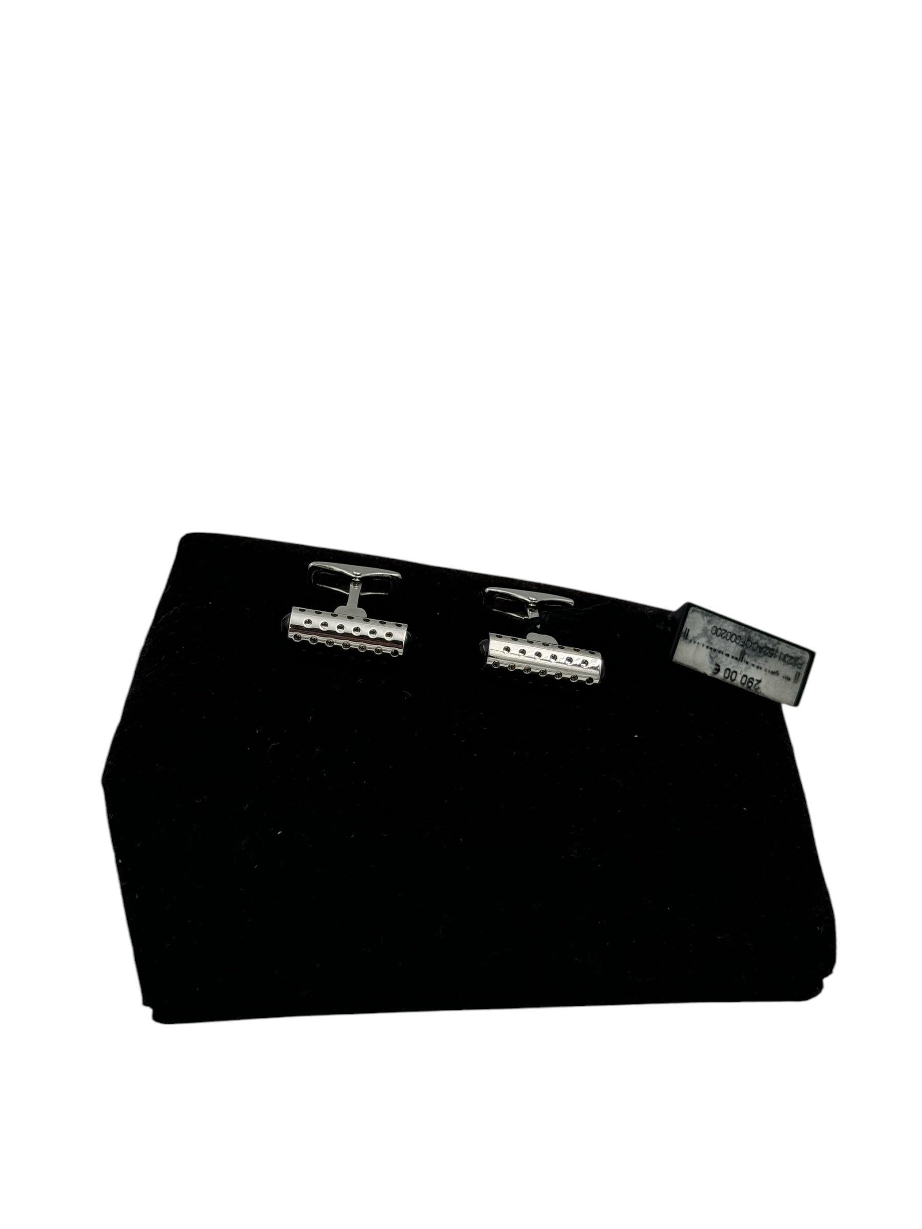 Manschettenknöpfe aus Baraka-Stahl und Rauchquarz – P9231152ACQF000200