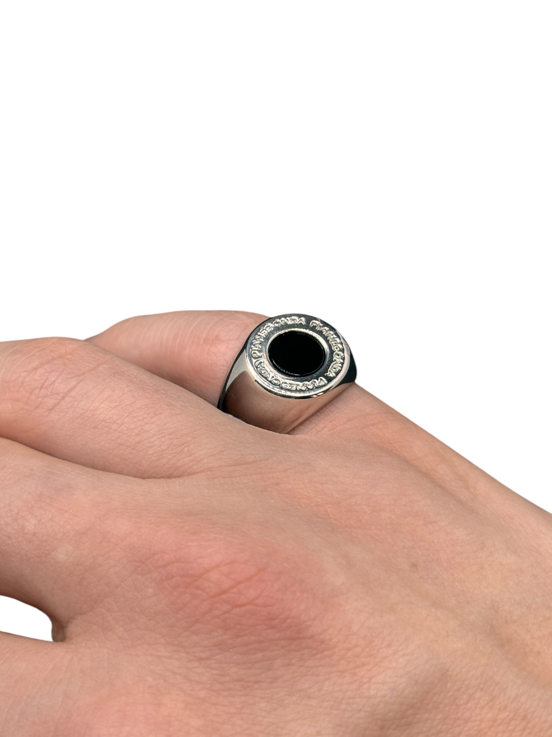 Pianegonda Unisex-Silberring mit schwarzem Onyx – AA010563