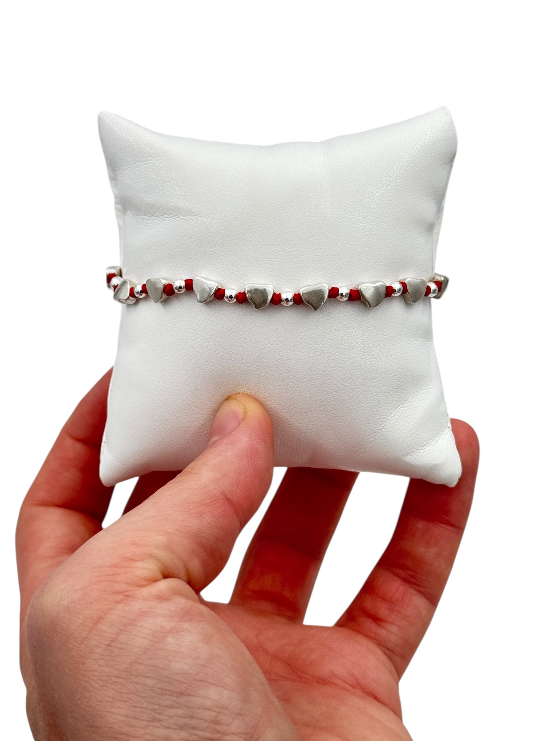 Bracciale Spadarella in argento, da donna, con cuori, colore rosso - SPBR60