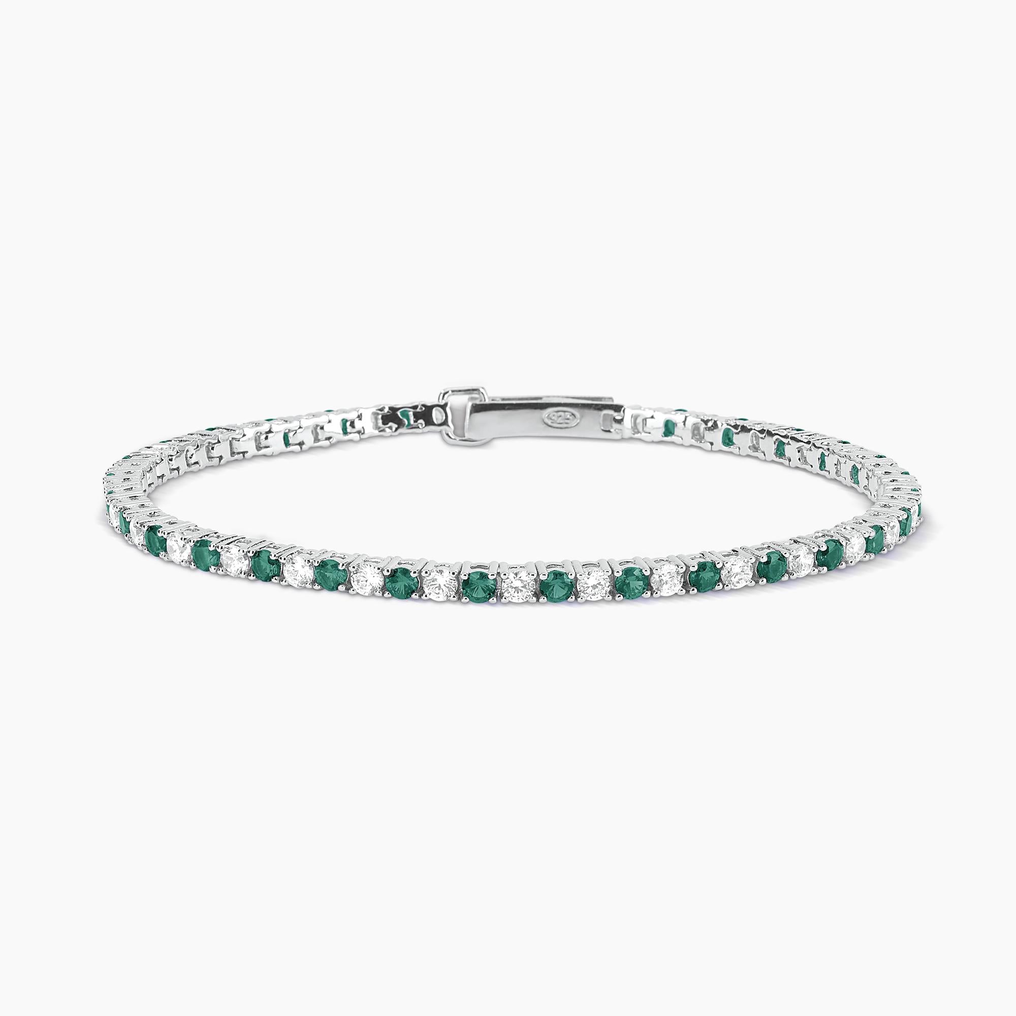 Mabina Donna - Tennisarmband mit synthetischen Smaragden TENNIS CLUB - 533458-M