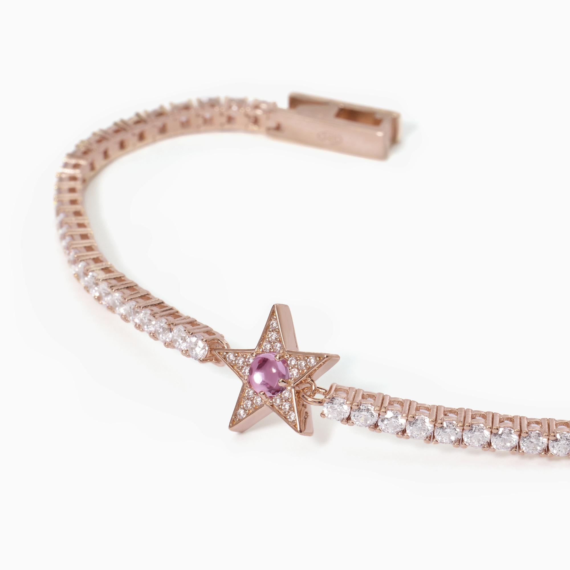 Mabina Donna – Pink Star Tennisarmband mit synthetischem Turmalin STARLET – 533652-S