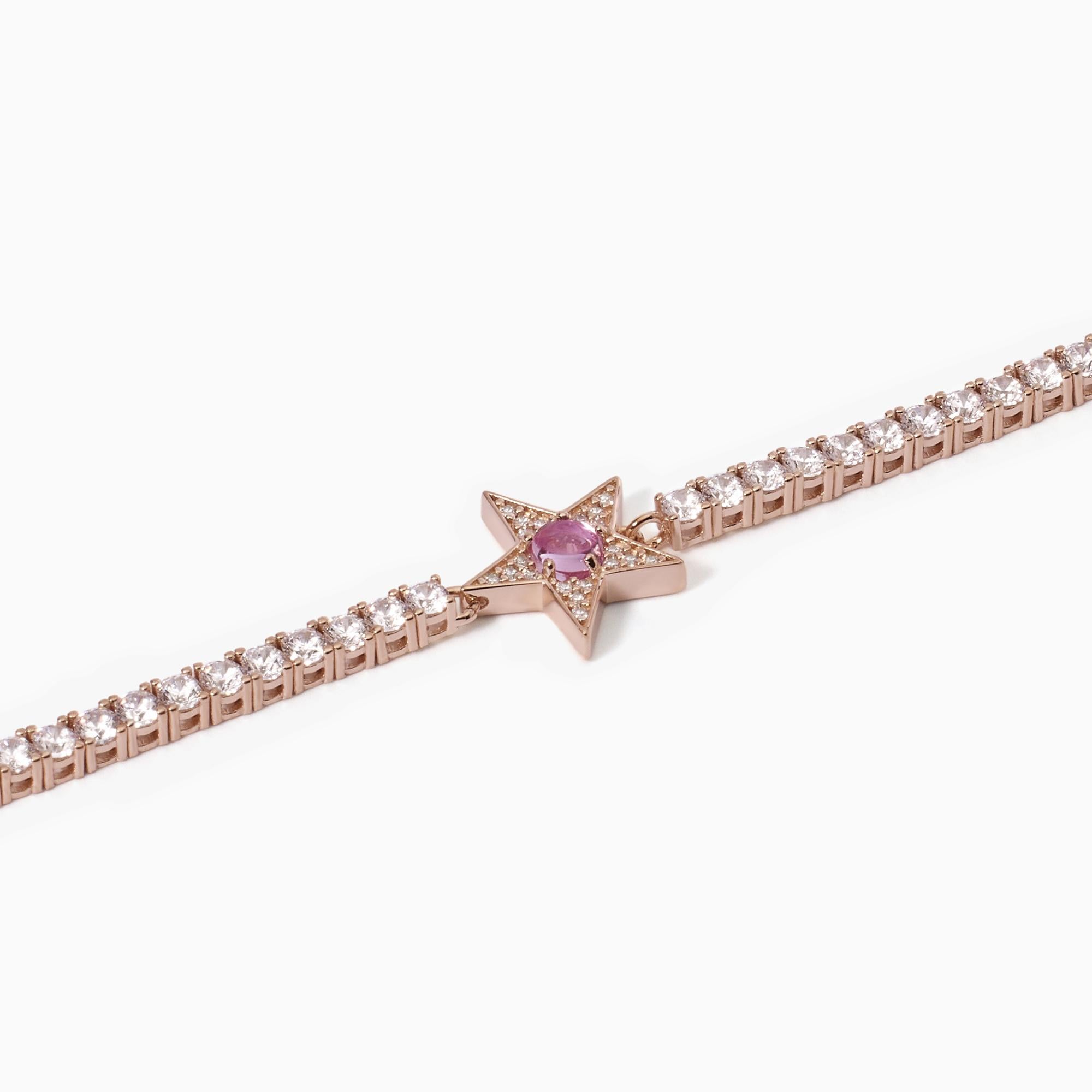 Mabina Donna – Pink Star Tennisarmband mit synthetischem Turmalin STARLET – 533652-S