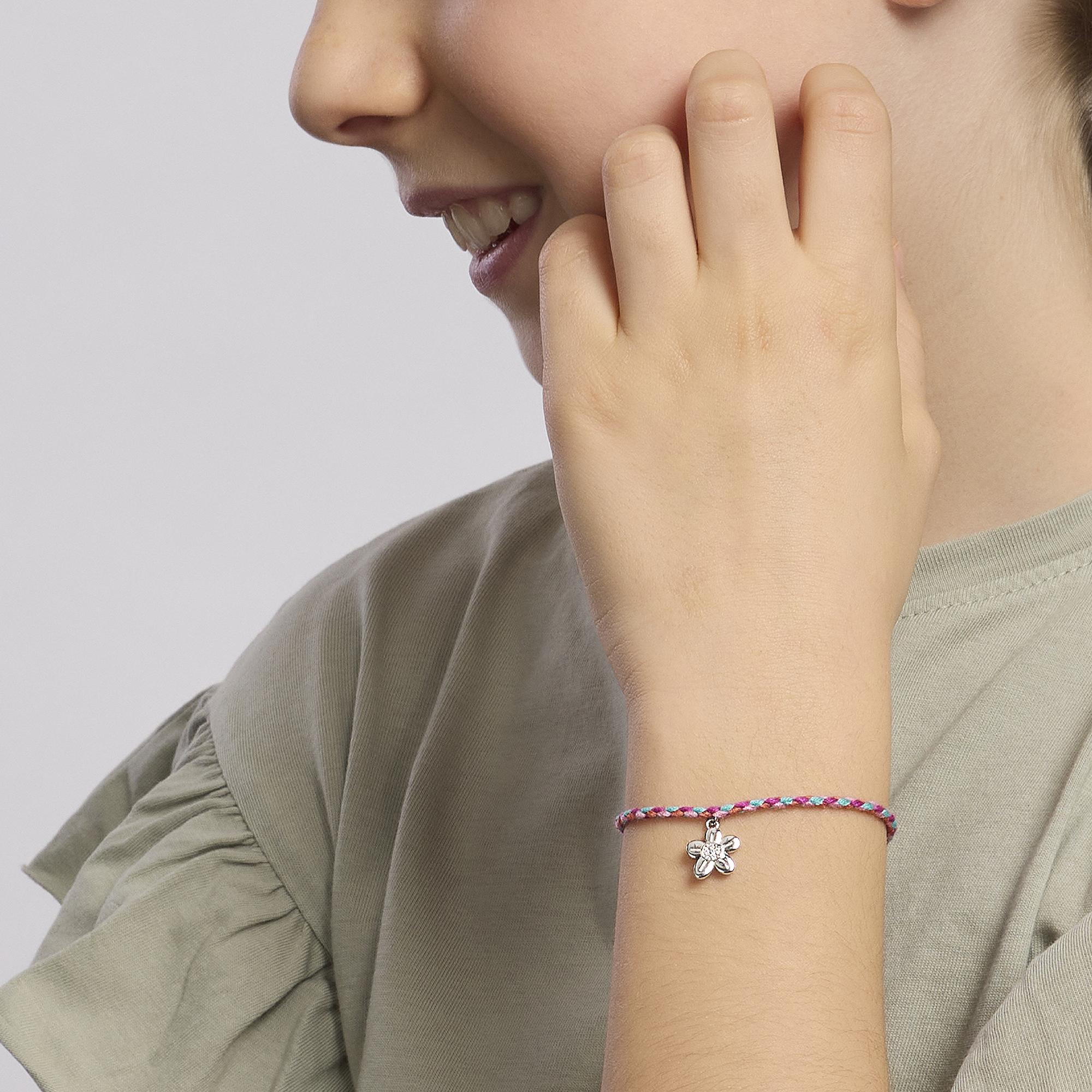 Mabina Junior - Bracciale in argento con cordino e ciondolo fiore NON TI SCORDAR DI ME - 533678