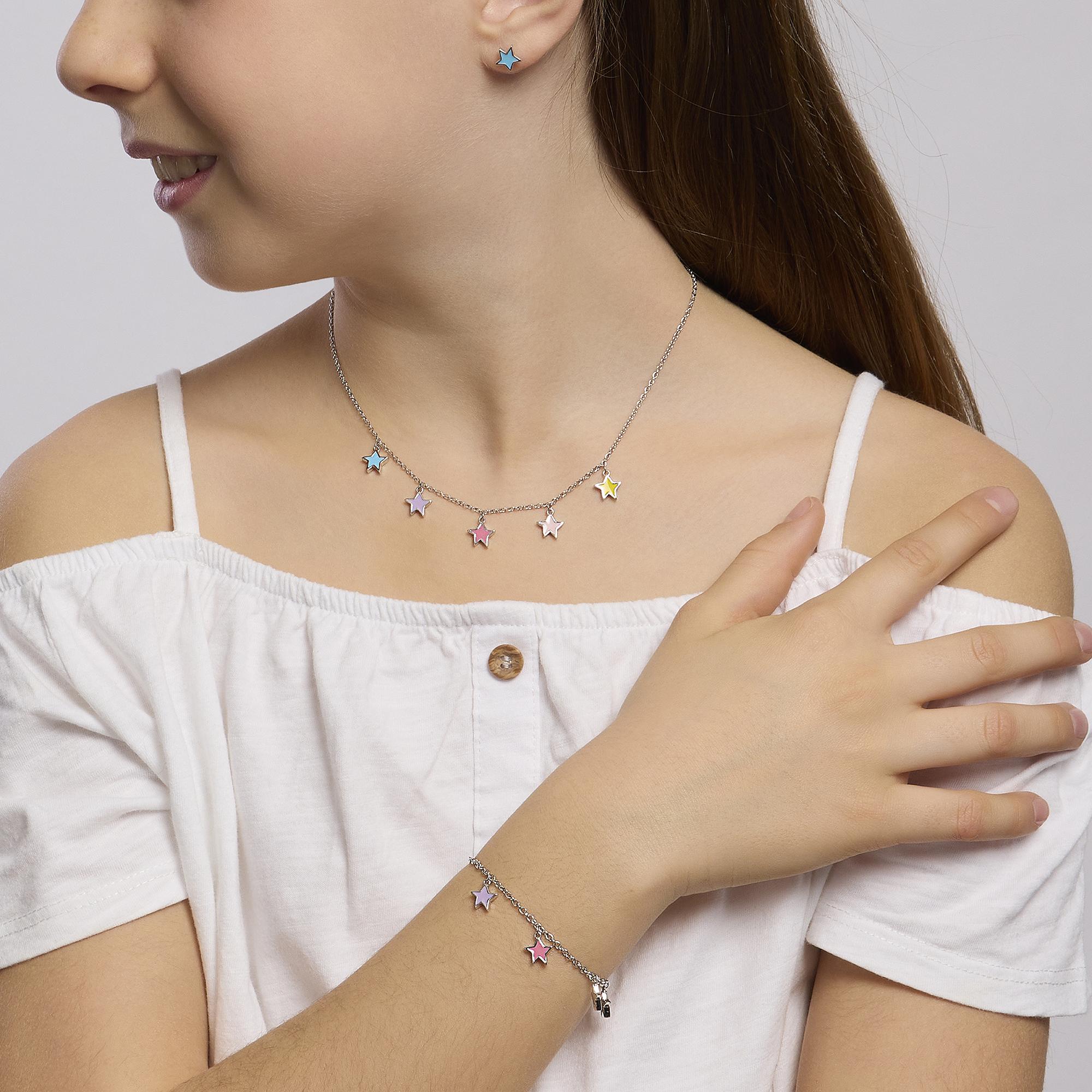 Mabina Junior - Silberarmband mit emailliertem Anhänger Sterne STELLA STELLINAG - 533683