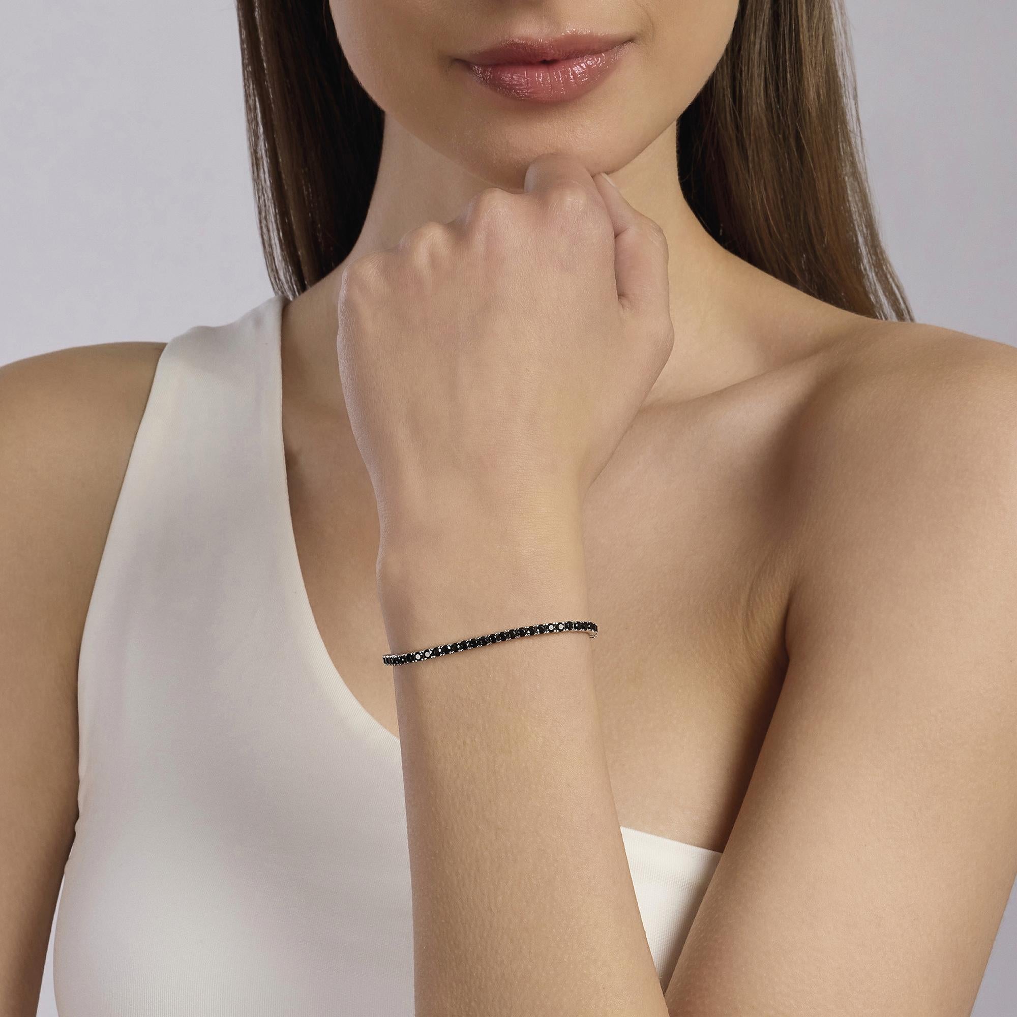 Mabina Donna - Tennisarmband in Silber mit schwarzen Zirkonia TENNIS CLUB - 533744-M