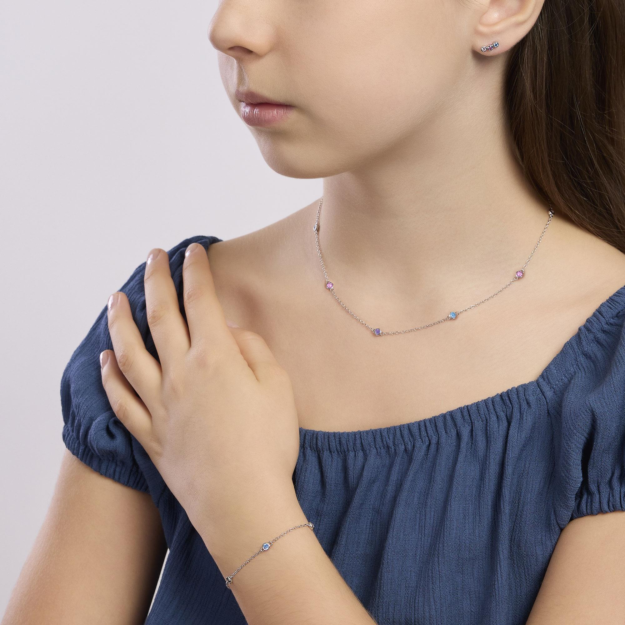Mabina Junior - Mädchenarmband mit synthetischem Turmalin und Zirkonia REGENBOGEN - 533871