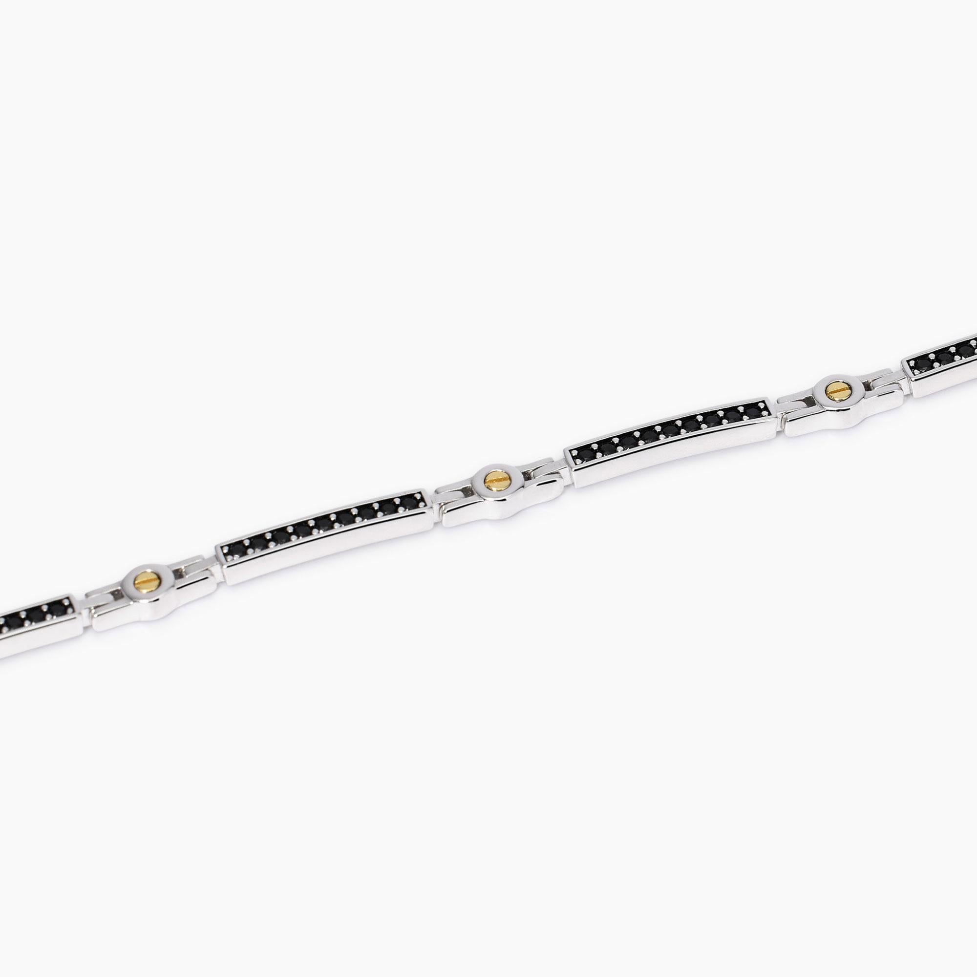 Mabina Uomo - Bracciale regolabile con piastre e zirconi Tools - 533994