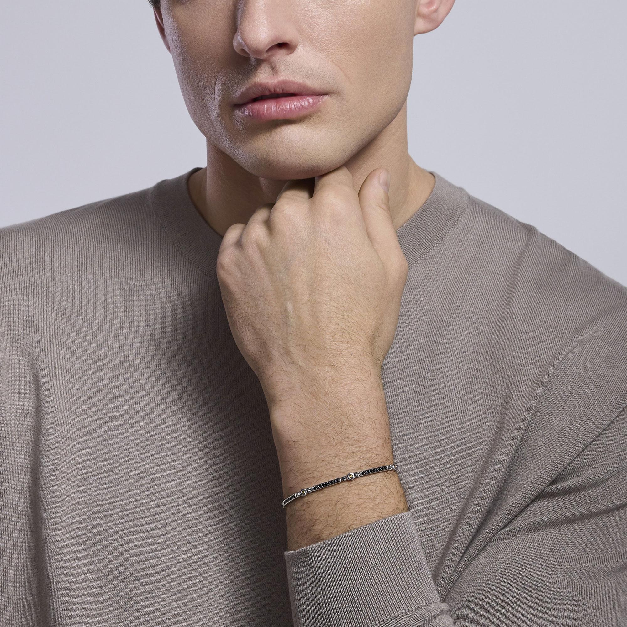 Mabina Uomo - Bracciale regolabile con piastre e zirconi Tools - 533994