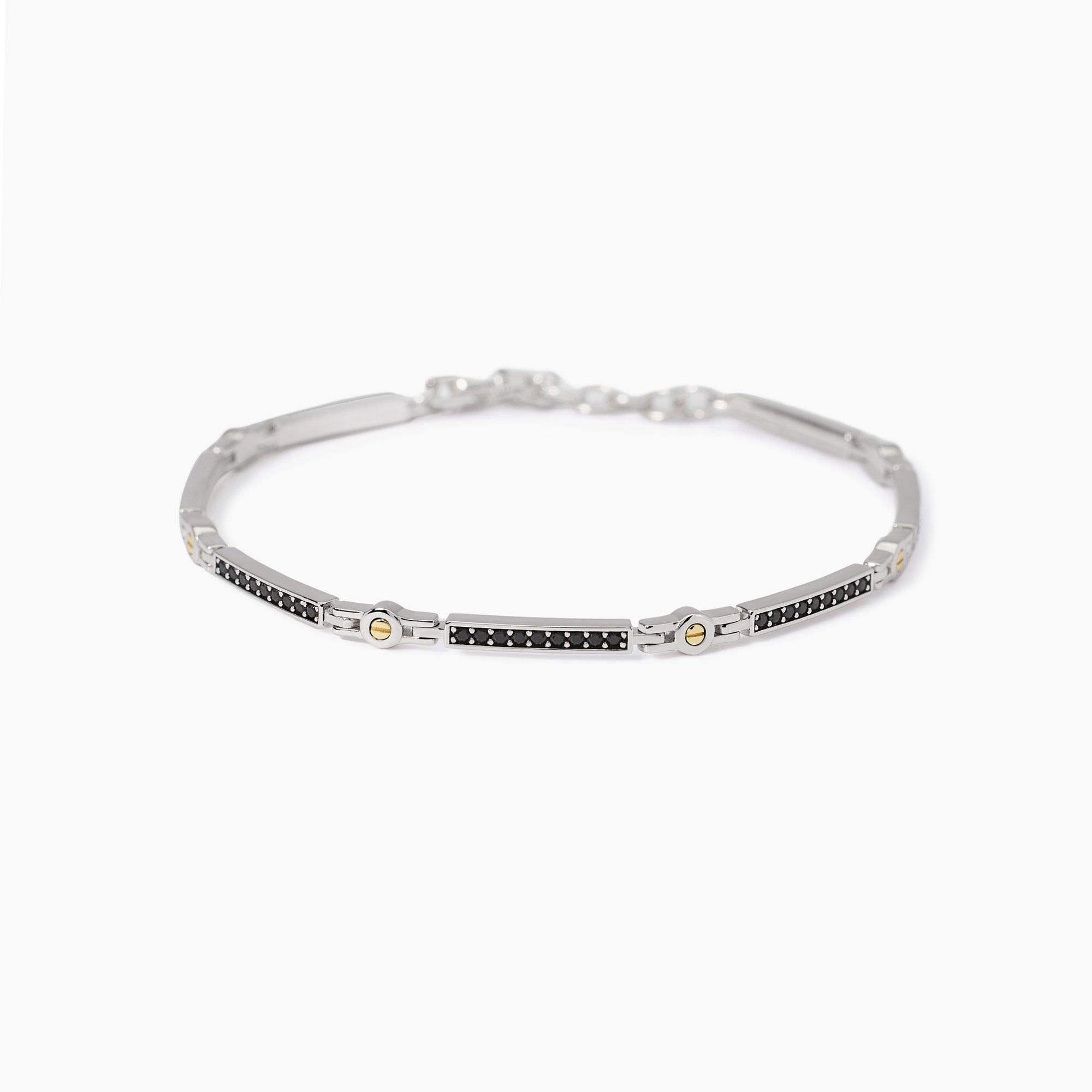 Mabina Uomo - Bracciale regolabile con piastre e zirconi Tools - 533994