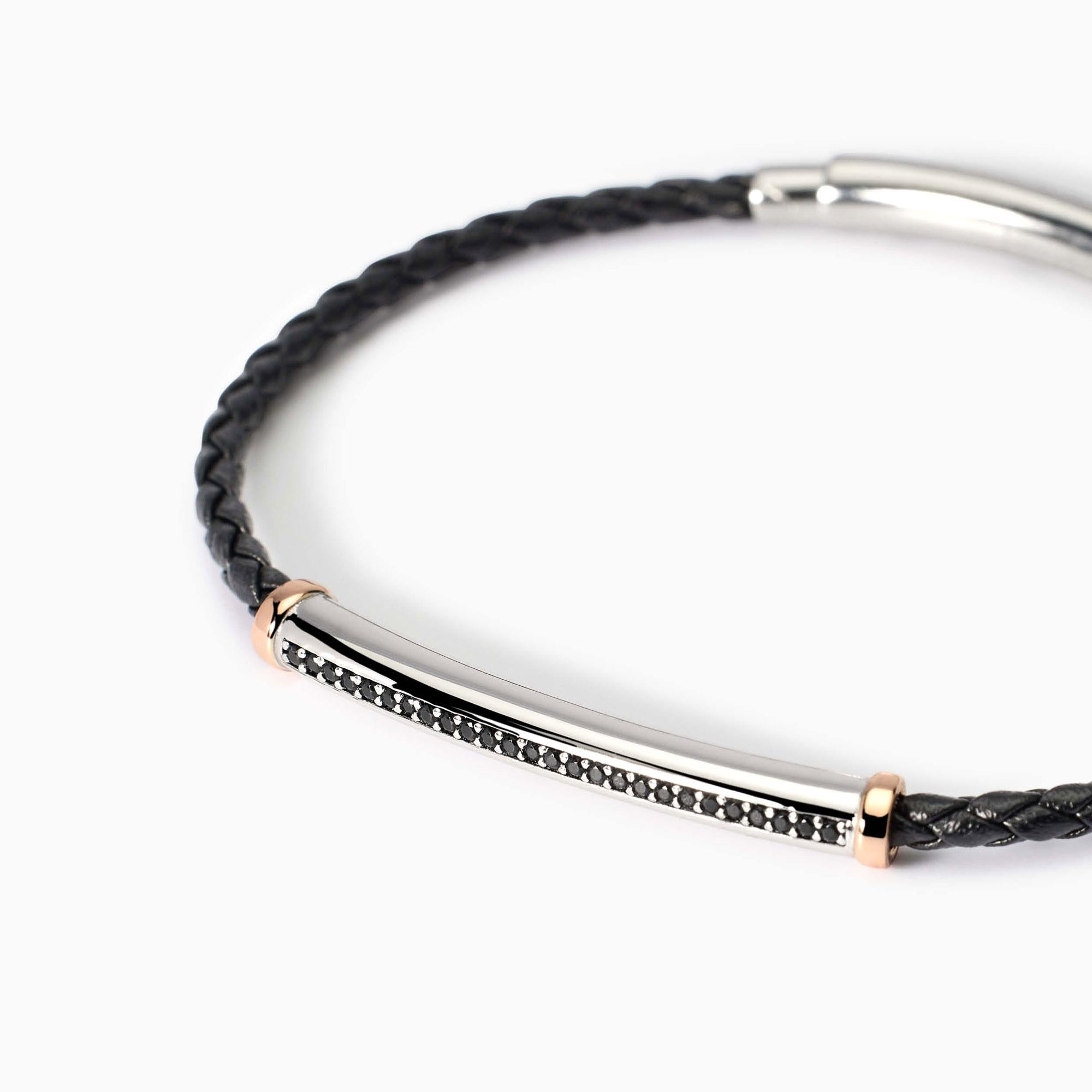 Mabina Uomo - Bracciale in lab leather con piastra Smarter - 534000