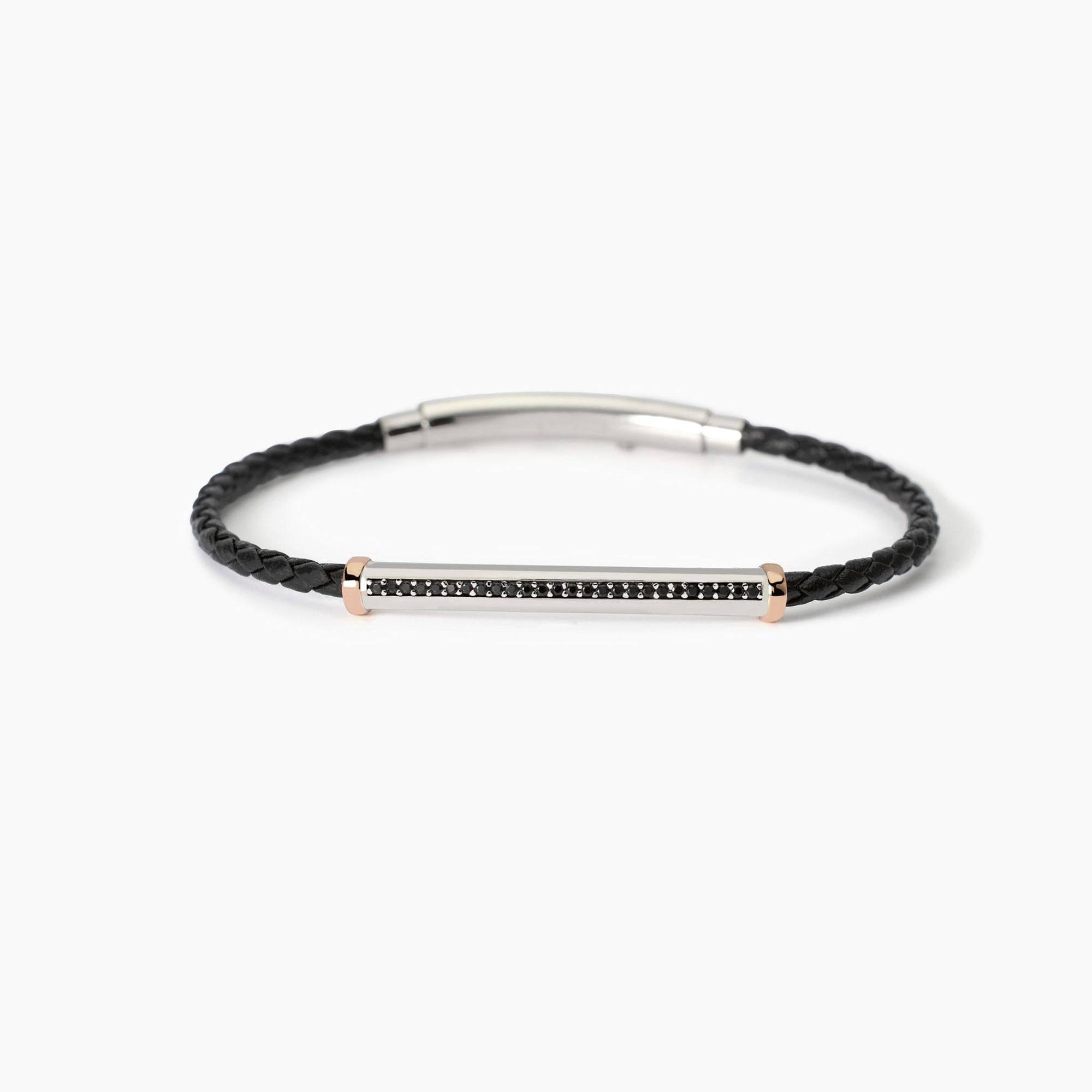 Mabina Uomo - Bracciale in lab leather con piastra Smarter - 534000