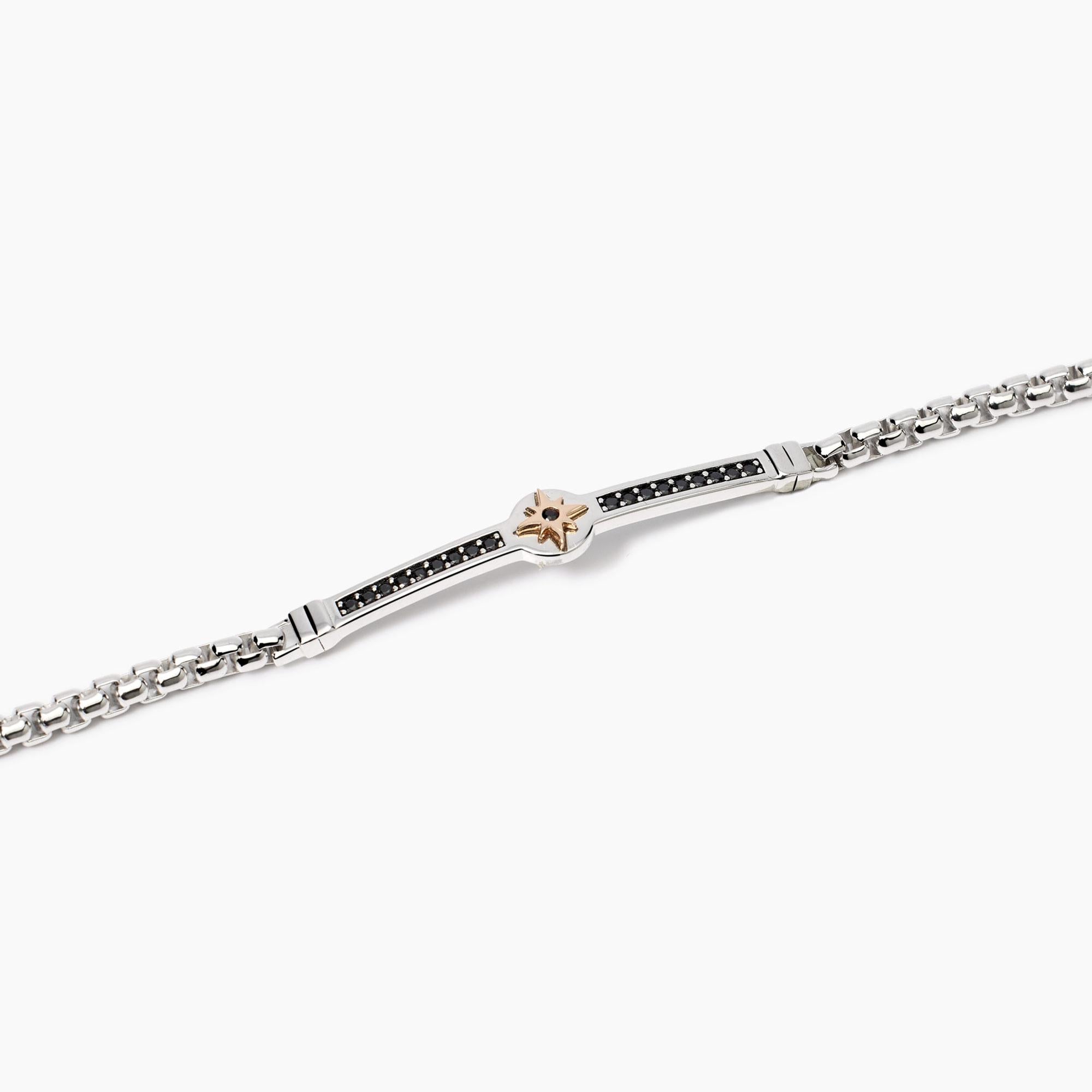 Mabina Uomo - Bracciale con placca centrale rosa dei venti Cruise - 534010