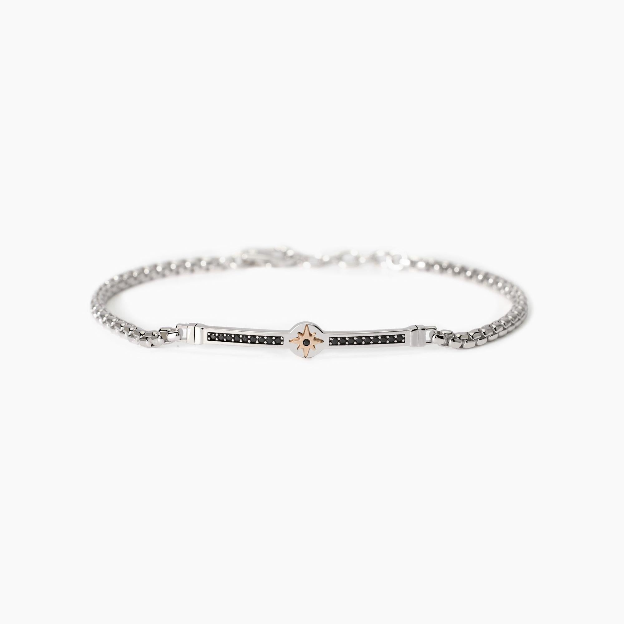 Mabina Uomo - Bracciale con placca centrale rosa dei venti Cruise - 534010