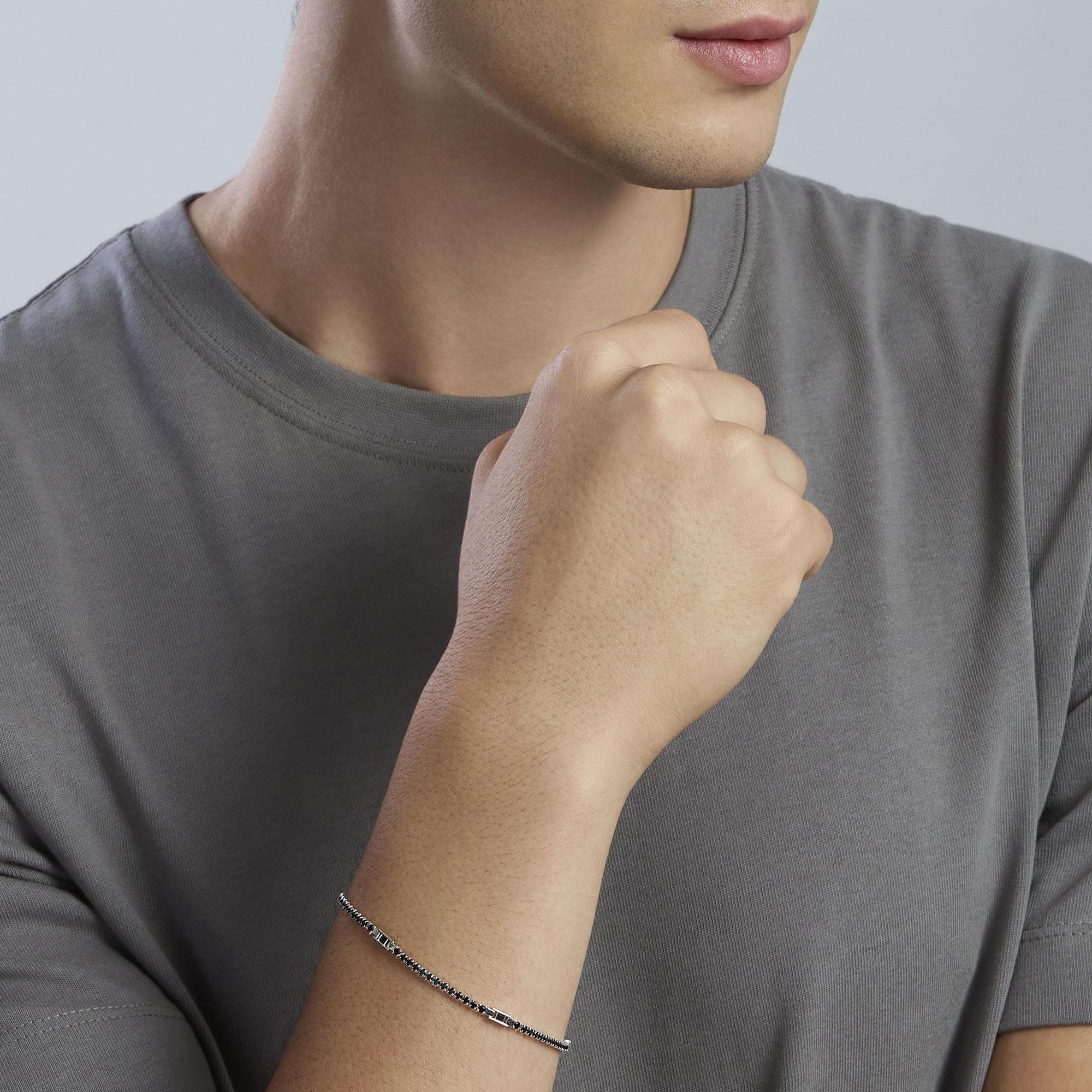 Mabina Uomo Bracciale tennis da uomo con zirconi neri, Cult - 534087
