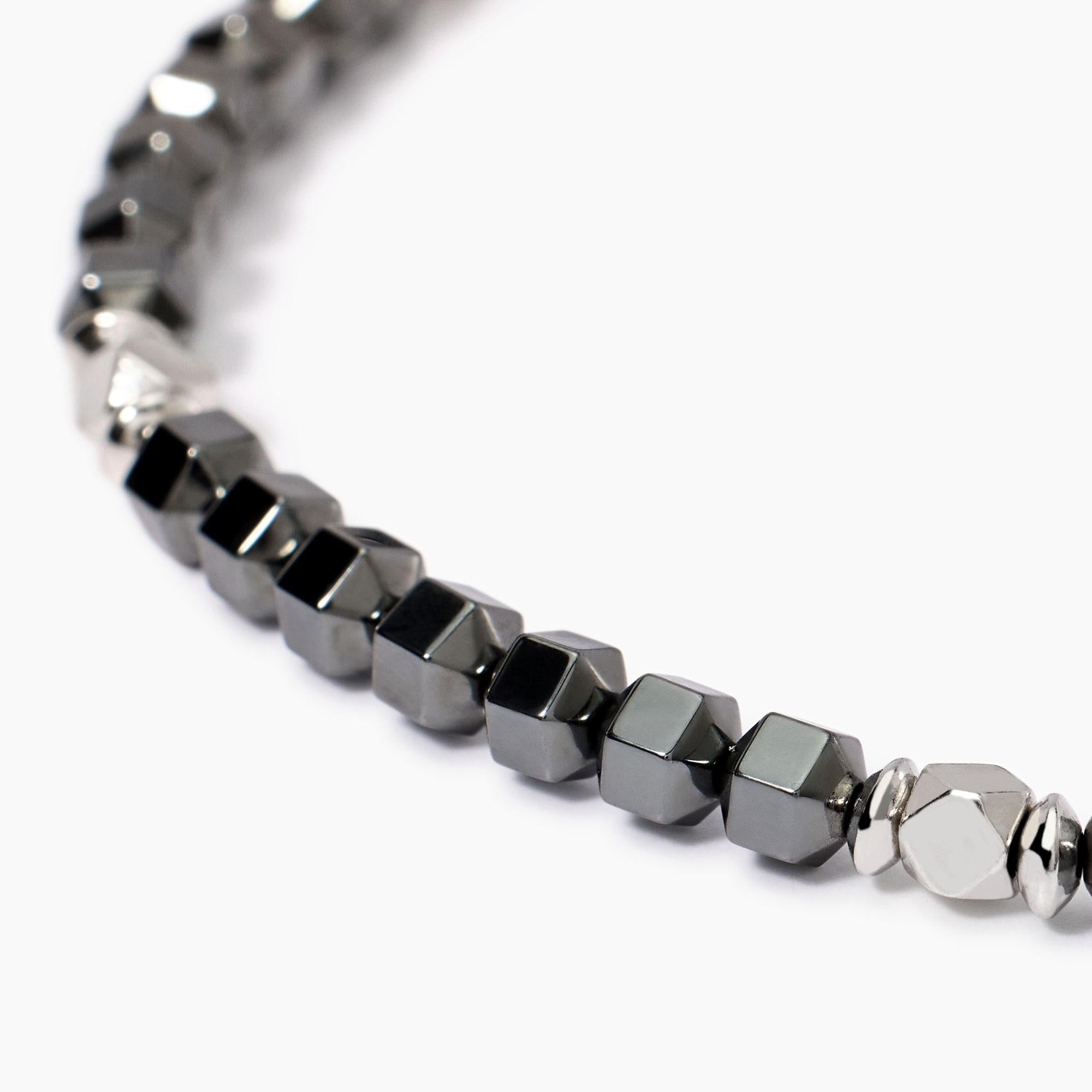 Mabina Uomo Bracciale regolabile da uomo in argento e ematite, Porto Alegre - 534089