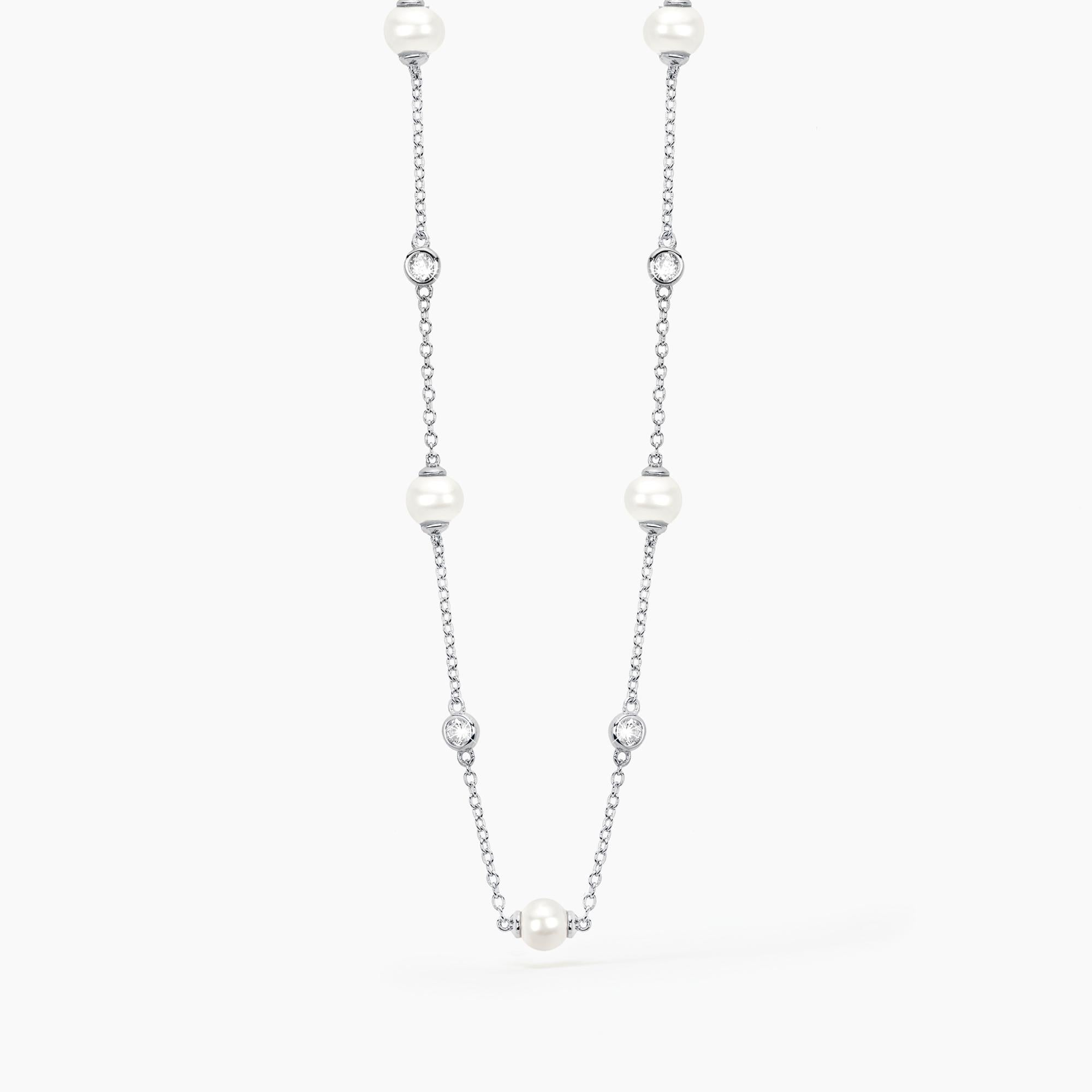 Mabina Donna - Girocollo con perle coltivate e zirconi punti luce DUCHESSA - 553230