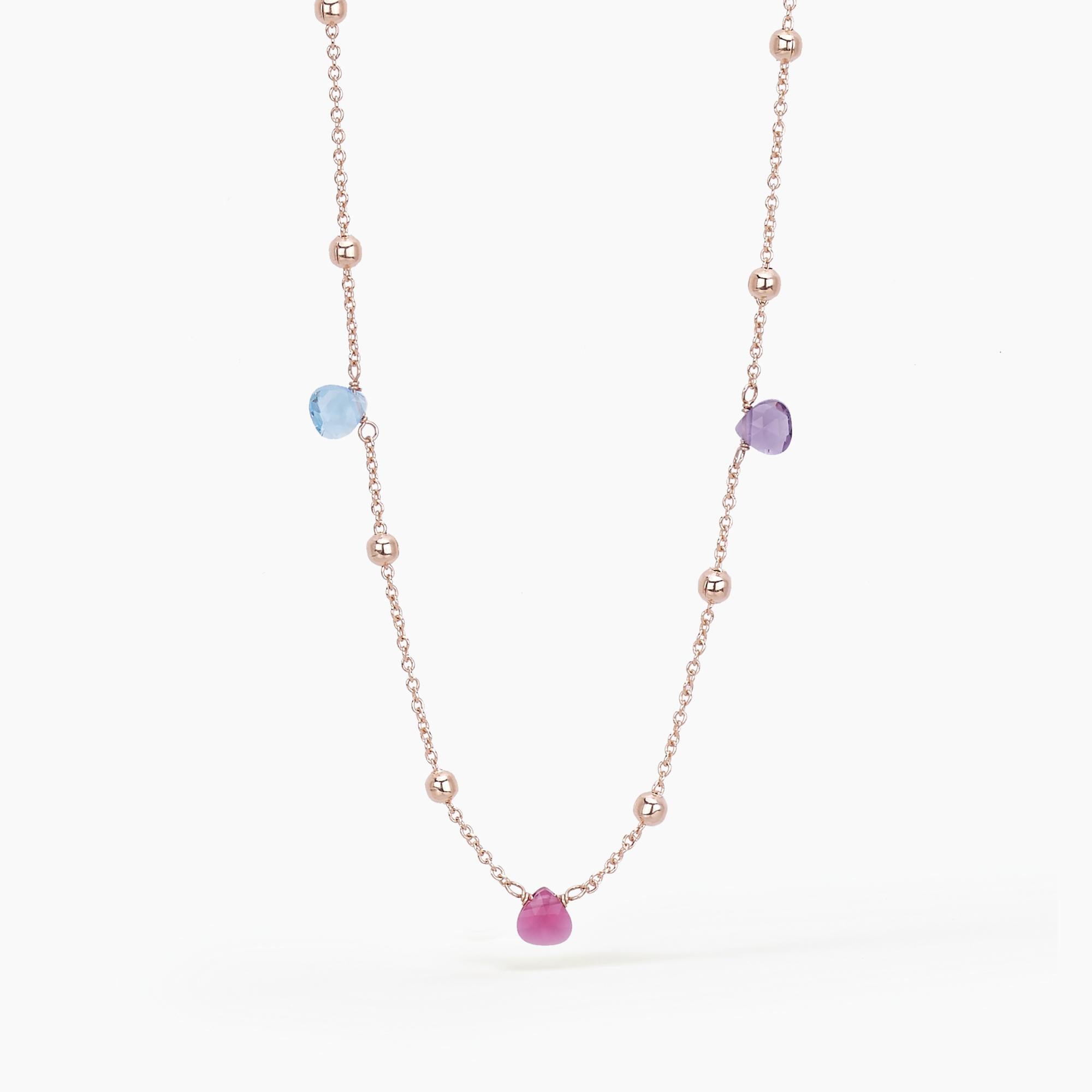 Mabina Donna - Lange rosa Halskette mit Kugeln und Glas BEAUTY CODE - 553348
