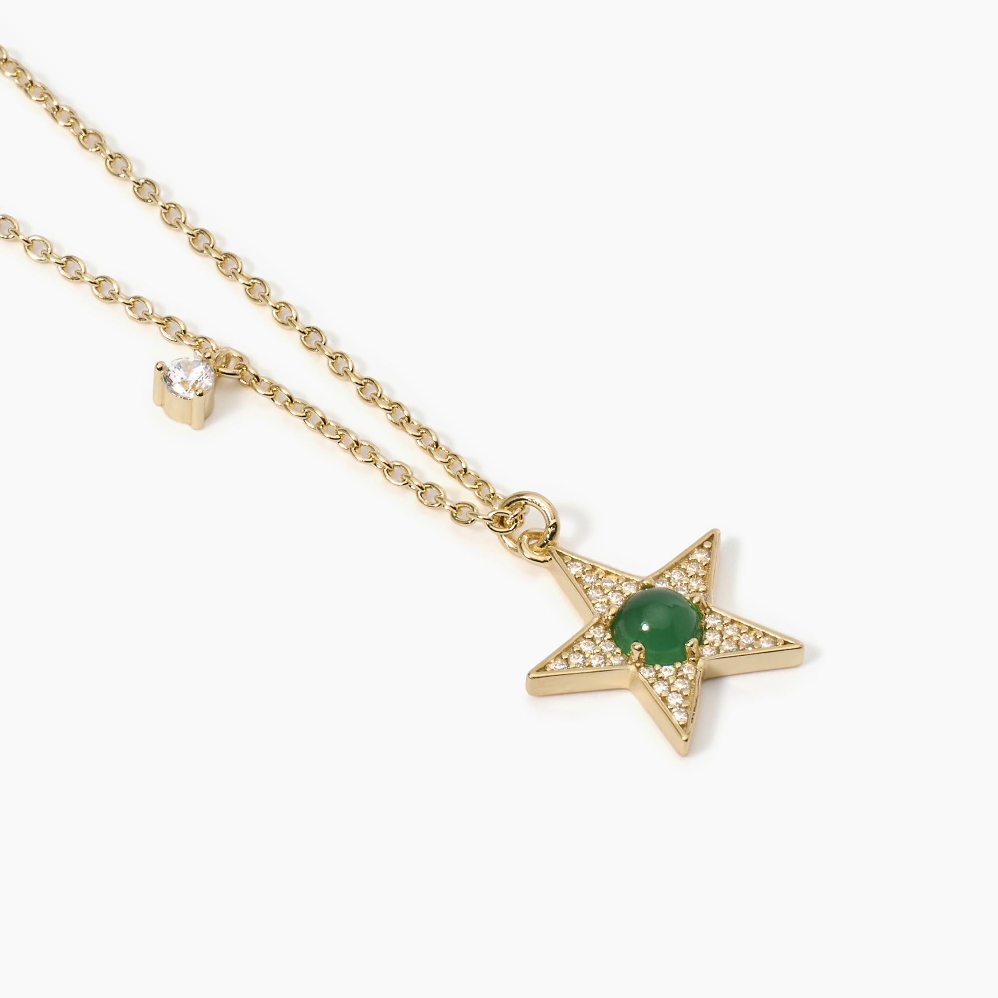 Mabina Donna – Choker STARLET mit goldenem Stern und grünem Achat – 553514