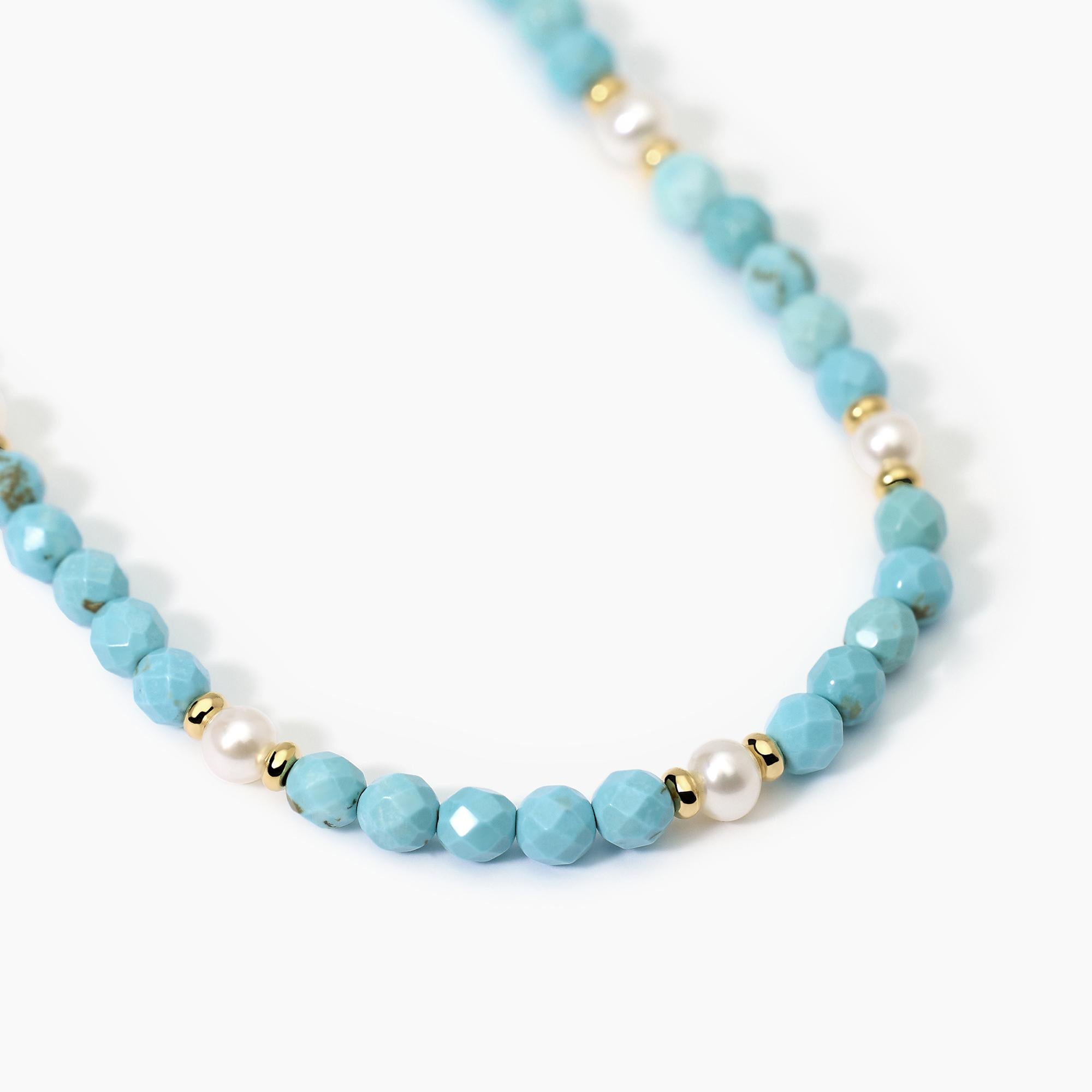 Mabina Donna - Türkis- und Perlenhalsband BEACH CODE - 553603