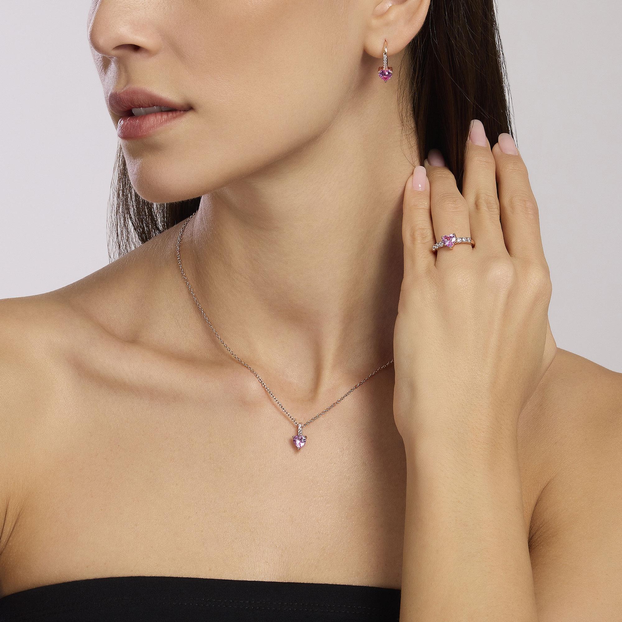 Mabina Donna – Silbernes Halsband mit rotem synthetischem Turmalin – 553685