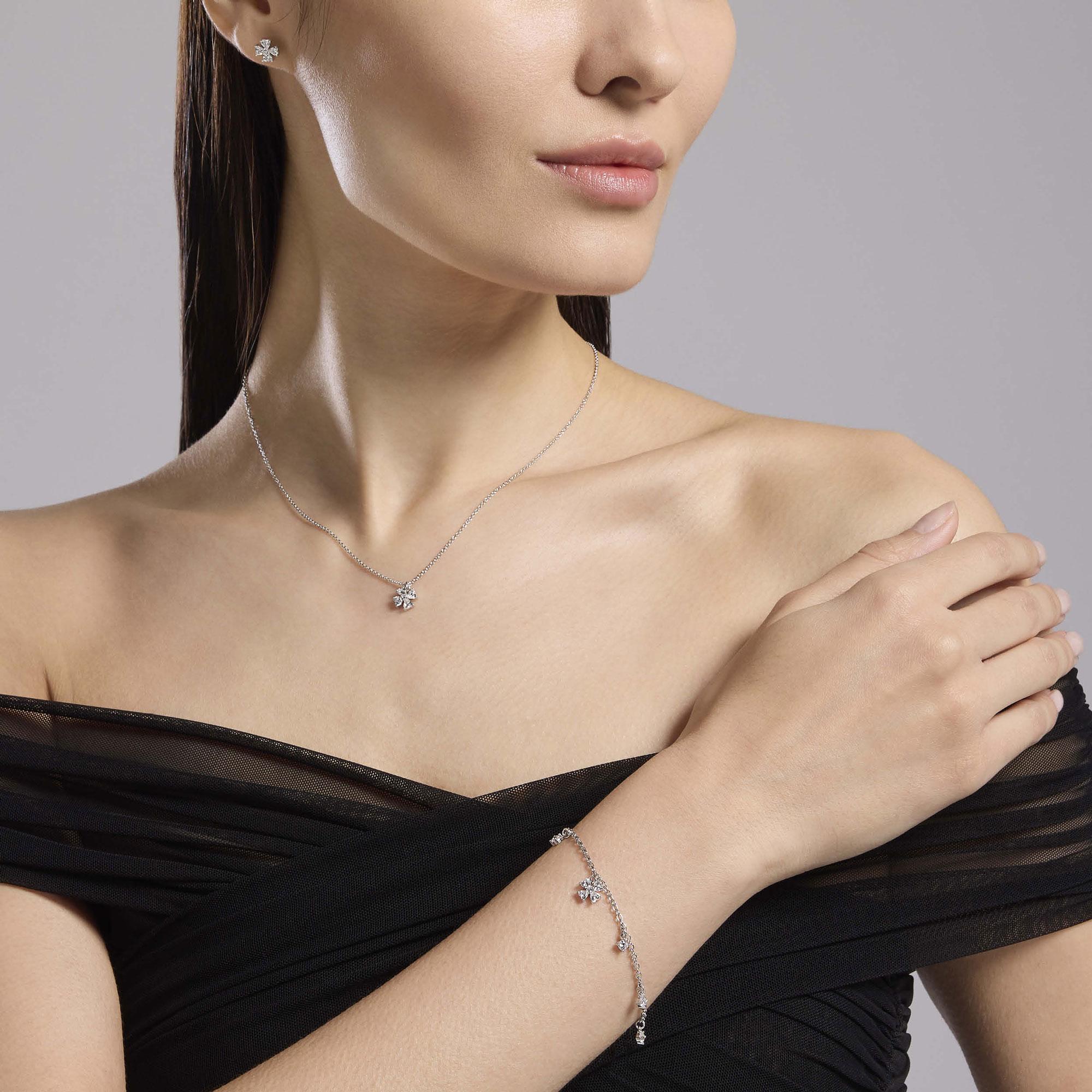Mabina Donna - Girocollo con quadrifoglio in zirconi Cercami - 553779