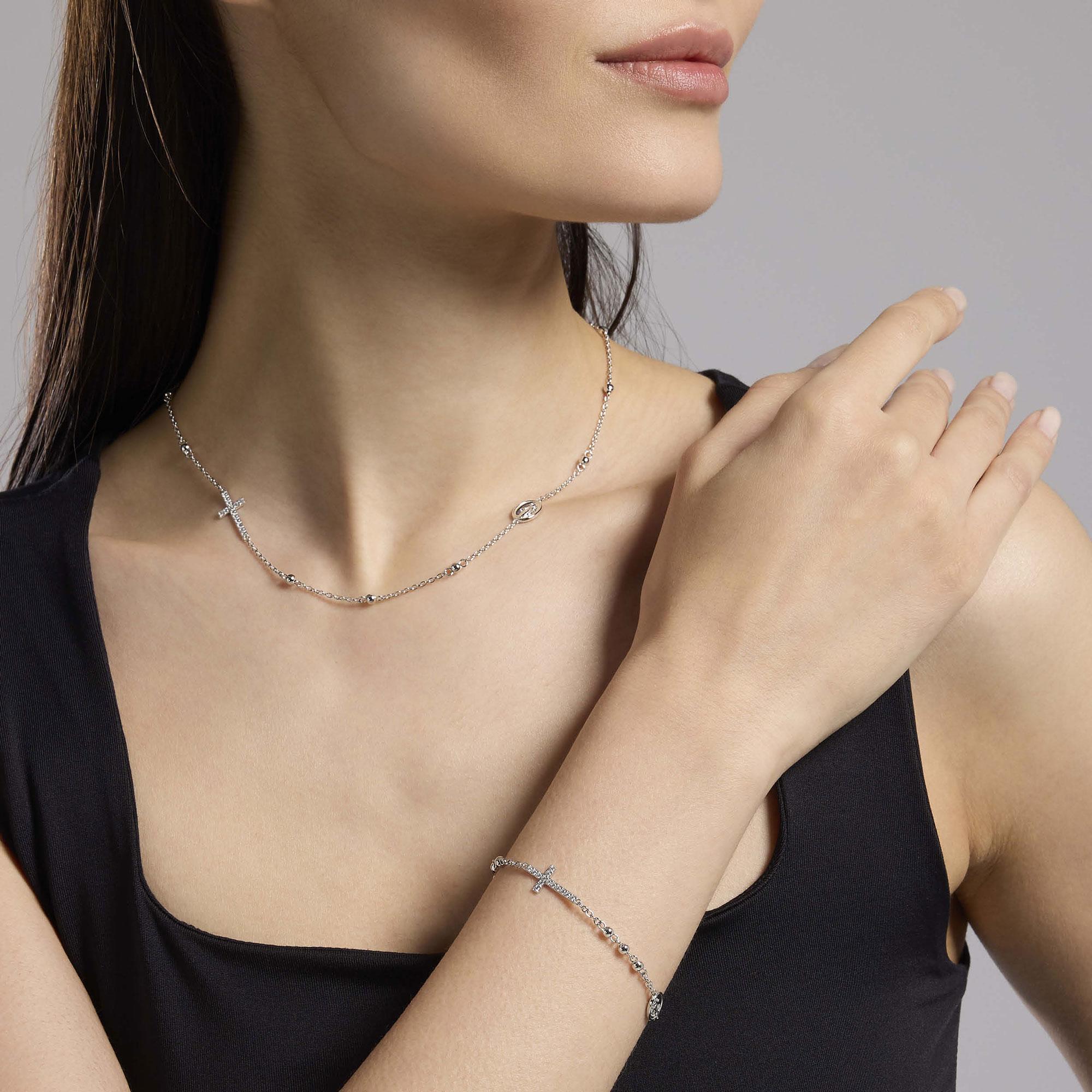 Mabina Donna - Girocollo in argento con croce e Madonnina Rosario - 553781