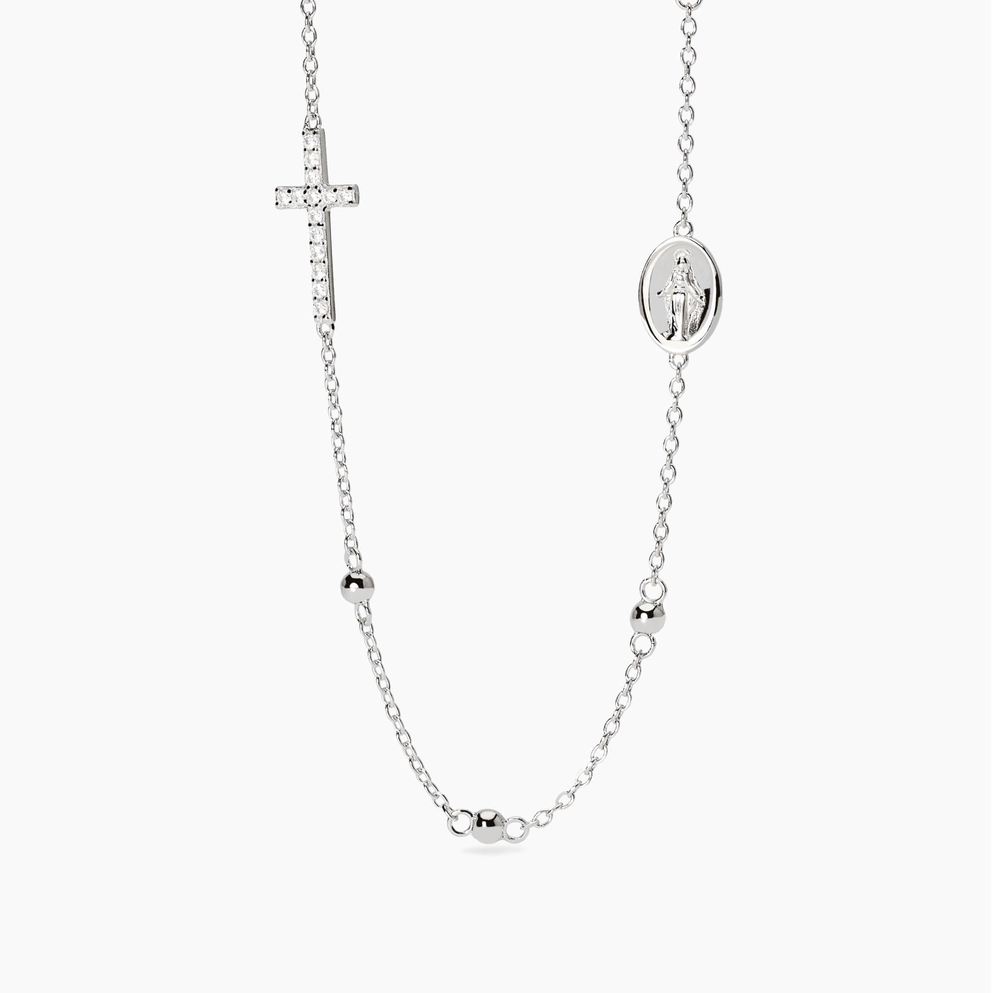 Mabina Donna - Girocollo in argento con croce e Madonnina Rosario - 553781