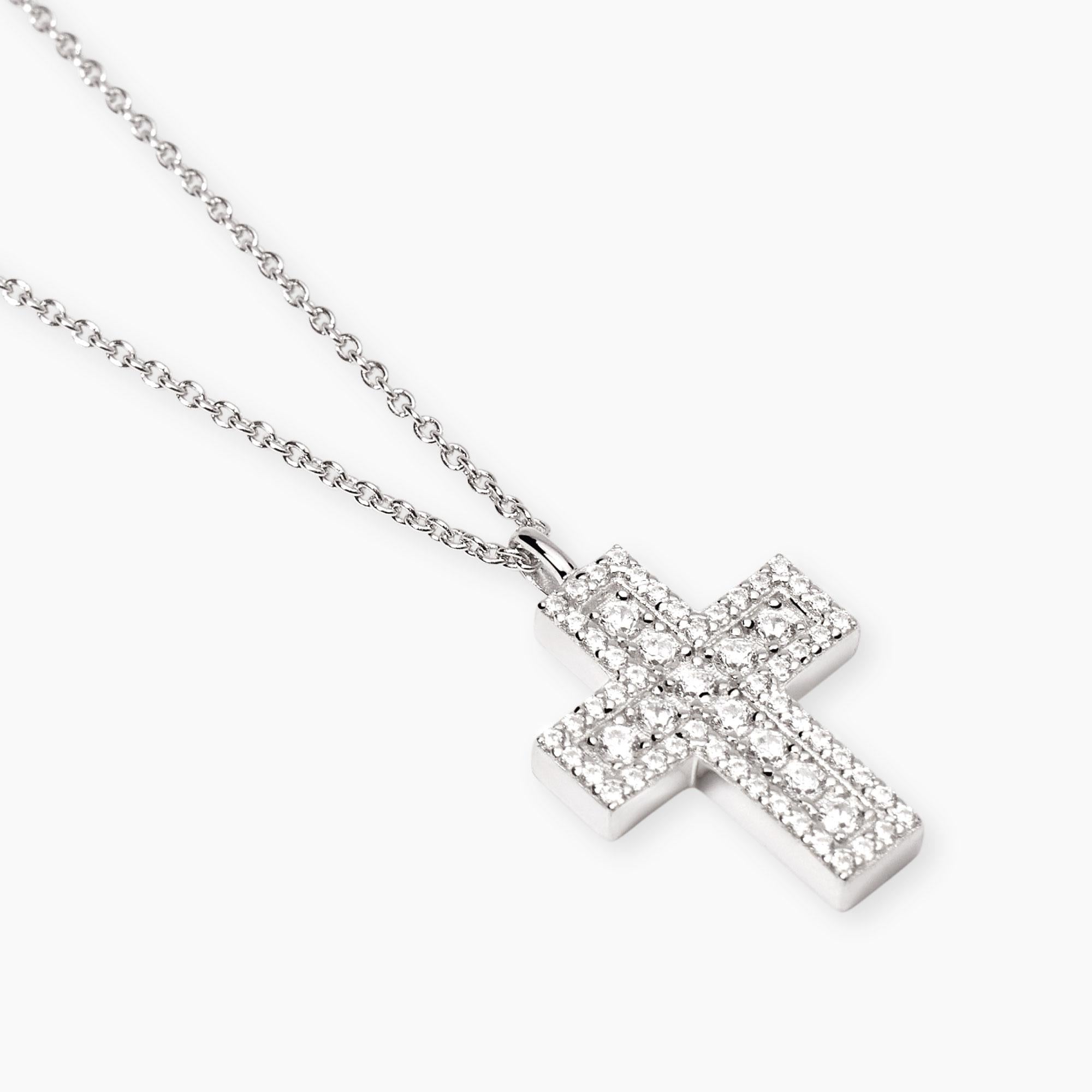 Mabina Donna Girocollo con croce in zirconi, SAVE THE QUEEN - 553835