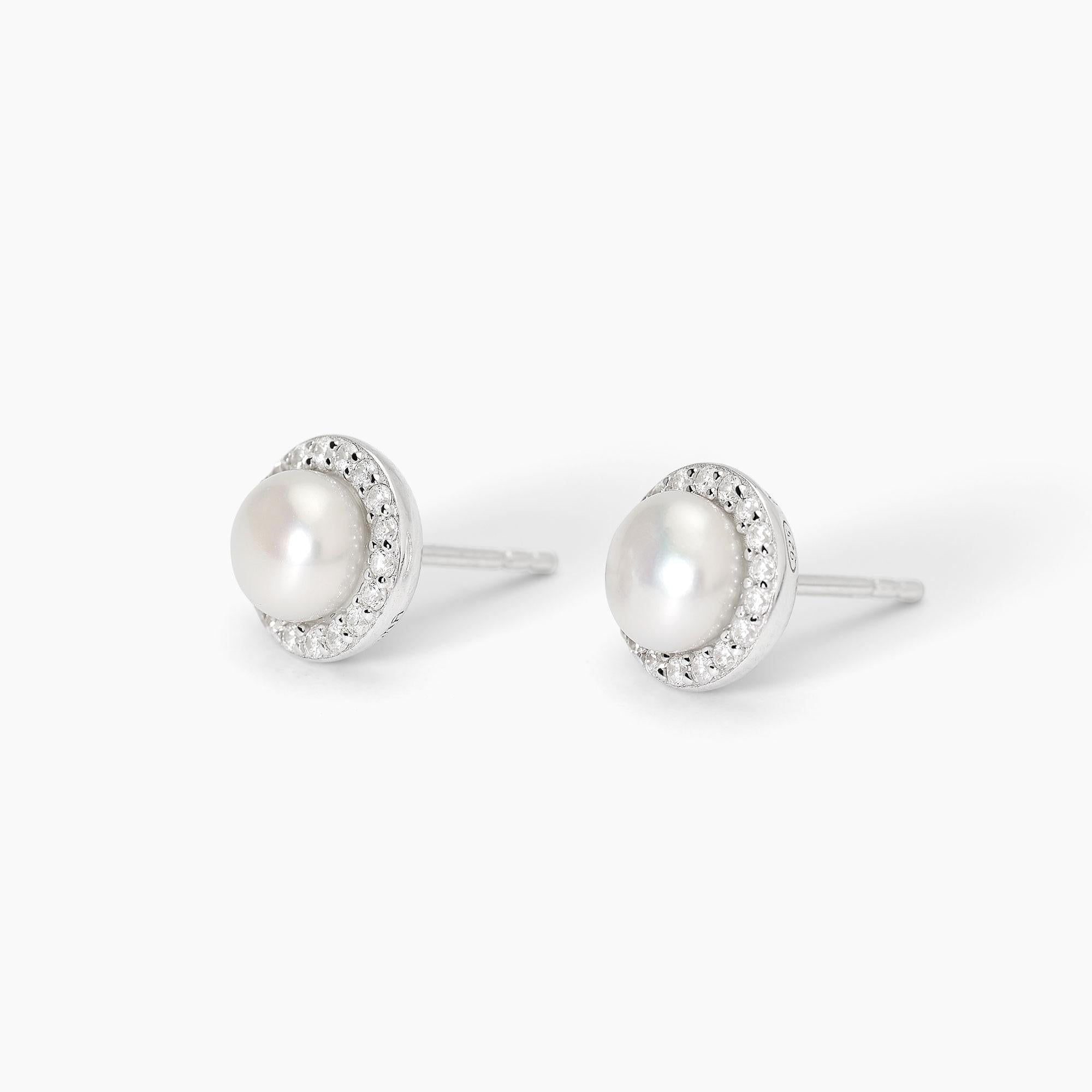 Mabina Donna - Orecchini in argento con perle coltivate e zirconi MILANESIENNE - 563745