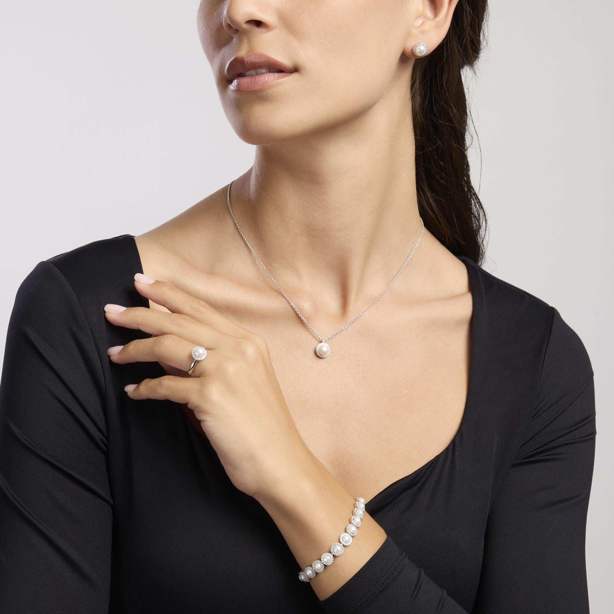 Mabina Donna - Orecchini in argento con perle coltivate e zirconi MILANESIENNE - 563745