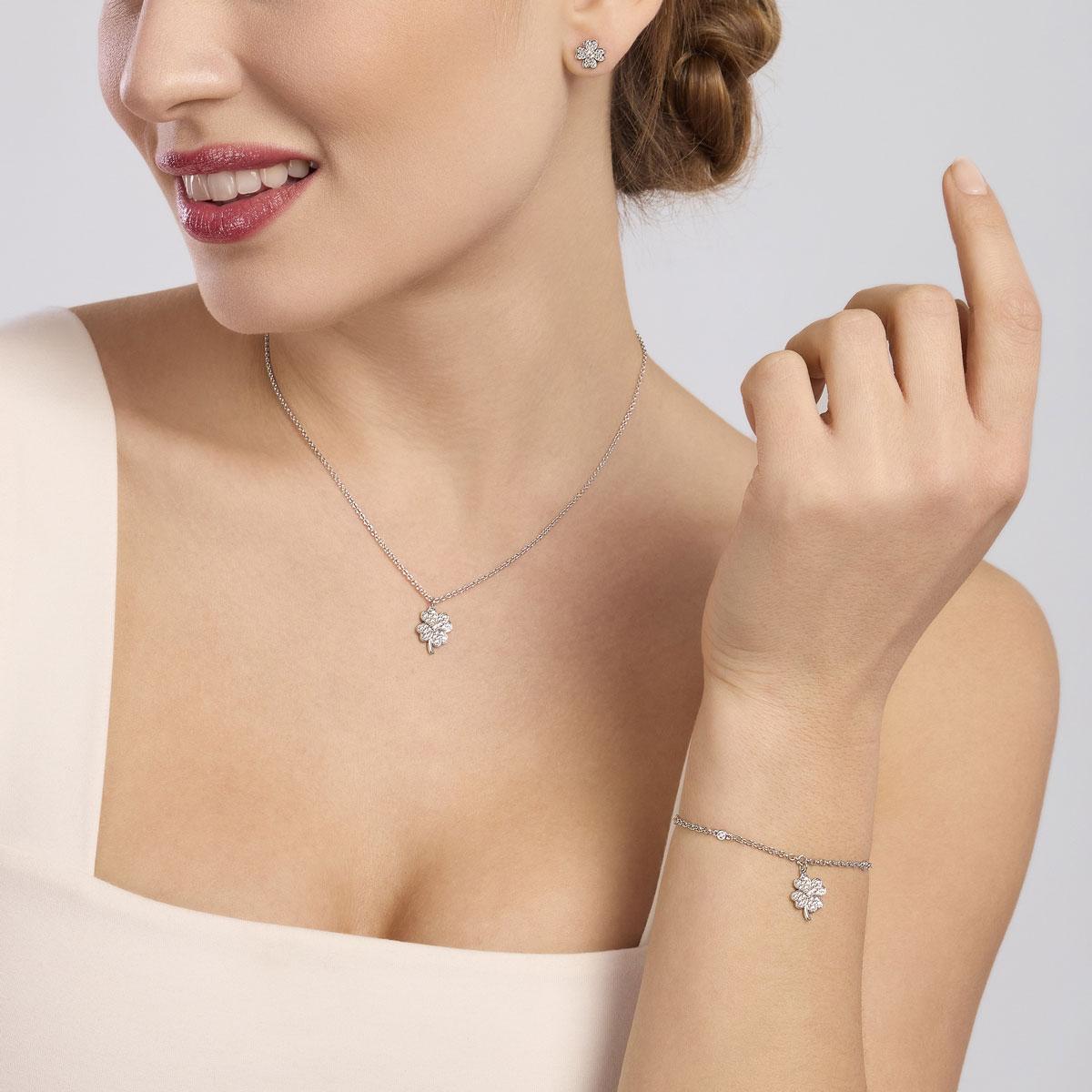 Mabina Donna – Ohrringe „It's Just Lucky“ mit vierblättrigem Kleeblatt aus Zirkonia – 563779