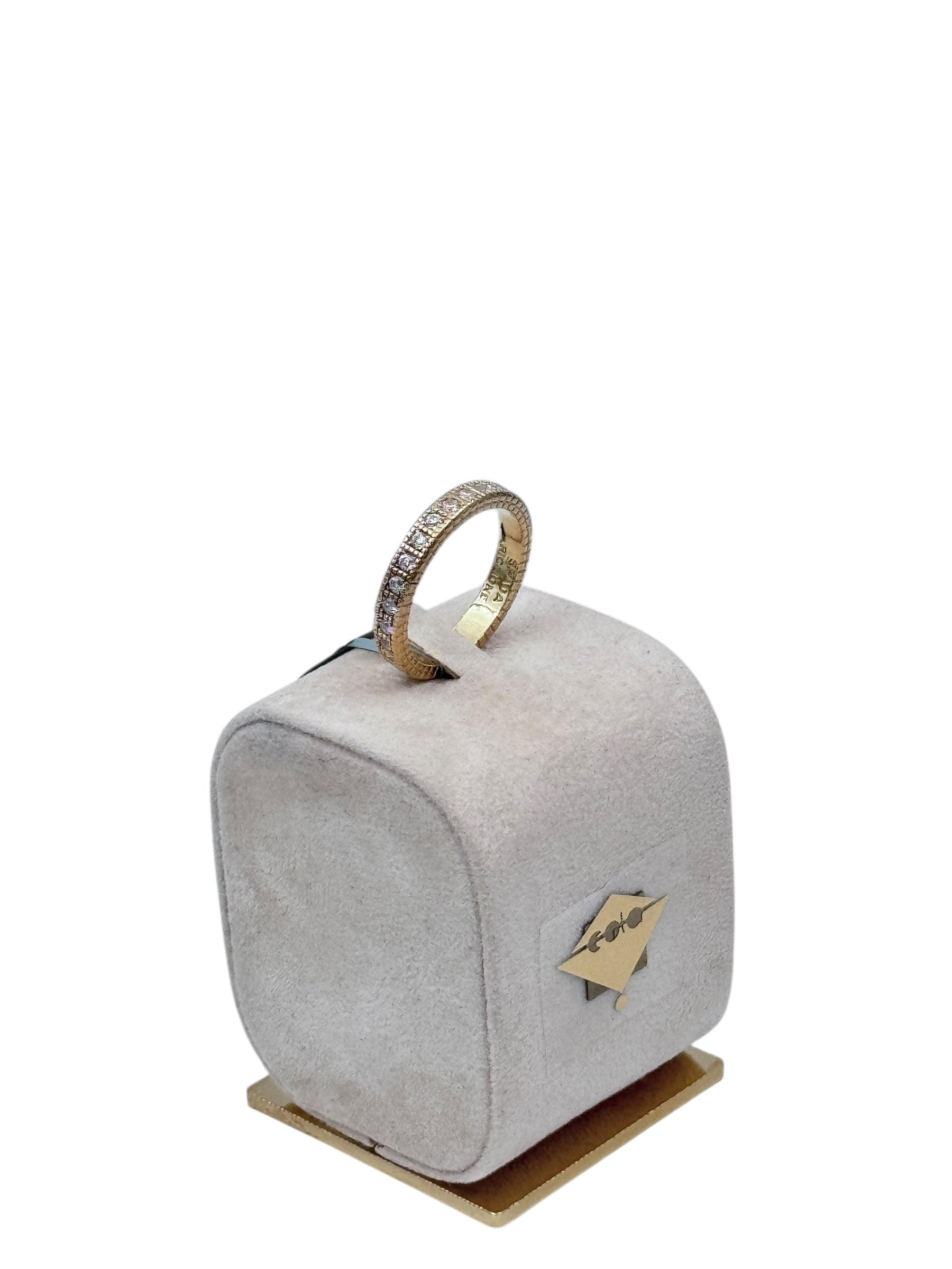Anello Spadarella in argento dorato, unisex, fede con zirconi bianchi - AN760