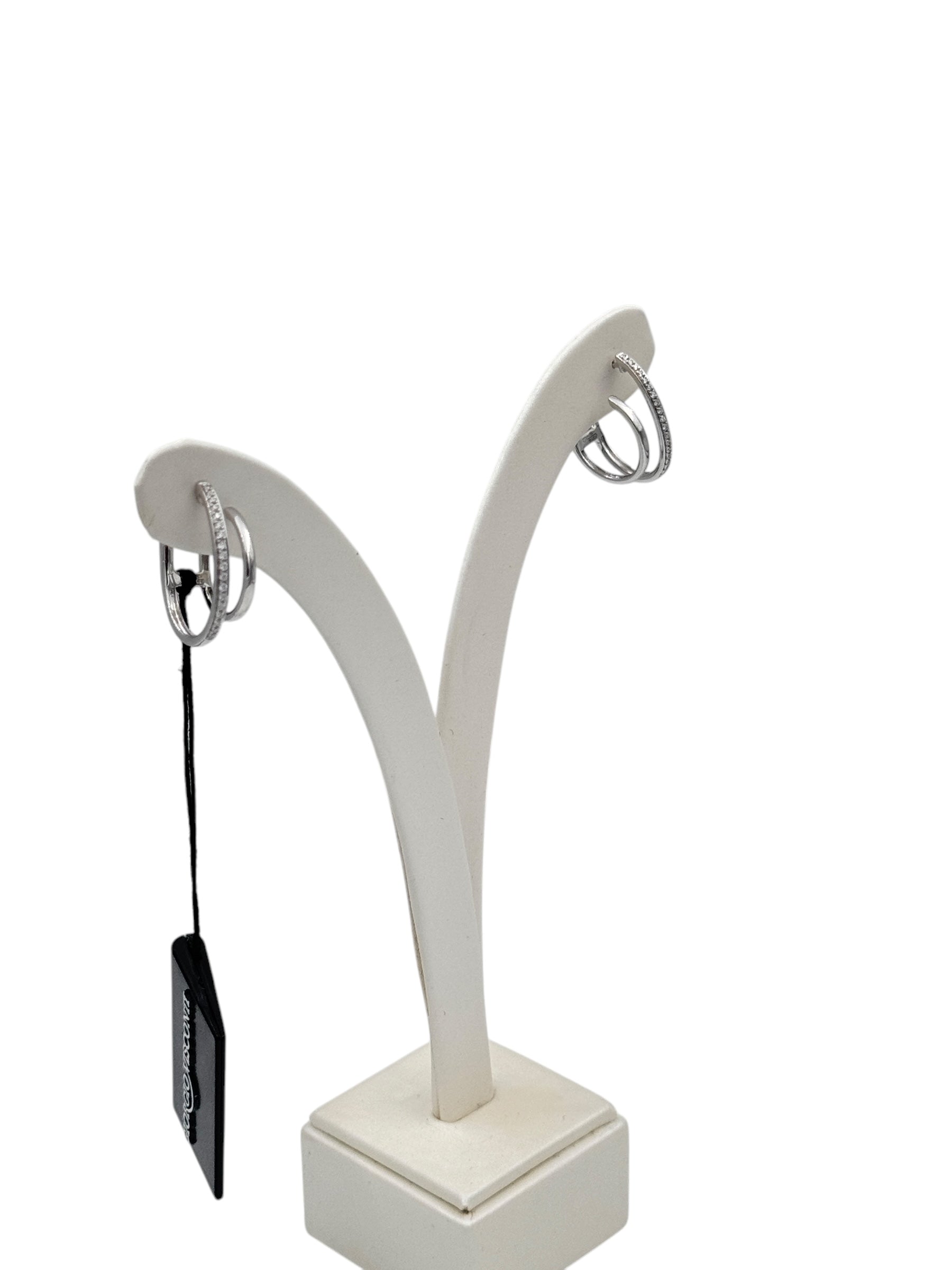 Orecchini Giorgio Visconti a due giri a cerchio, in oro bianco e diamanti, 0.16ct - BBX40150