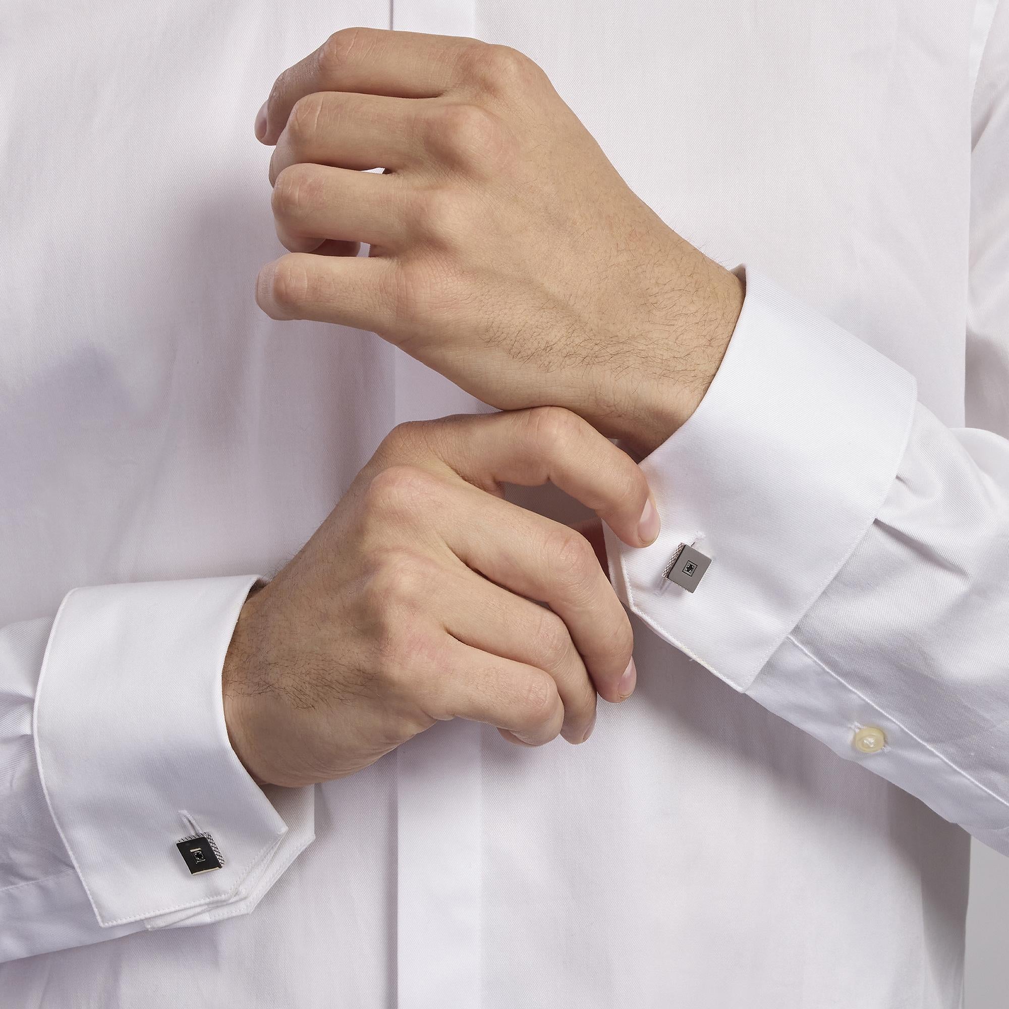 Mabina Uomo - BENIAMINO silver cufflinks with diamond finish - 573009